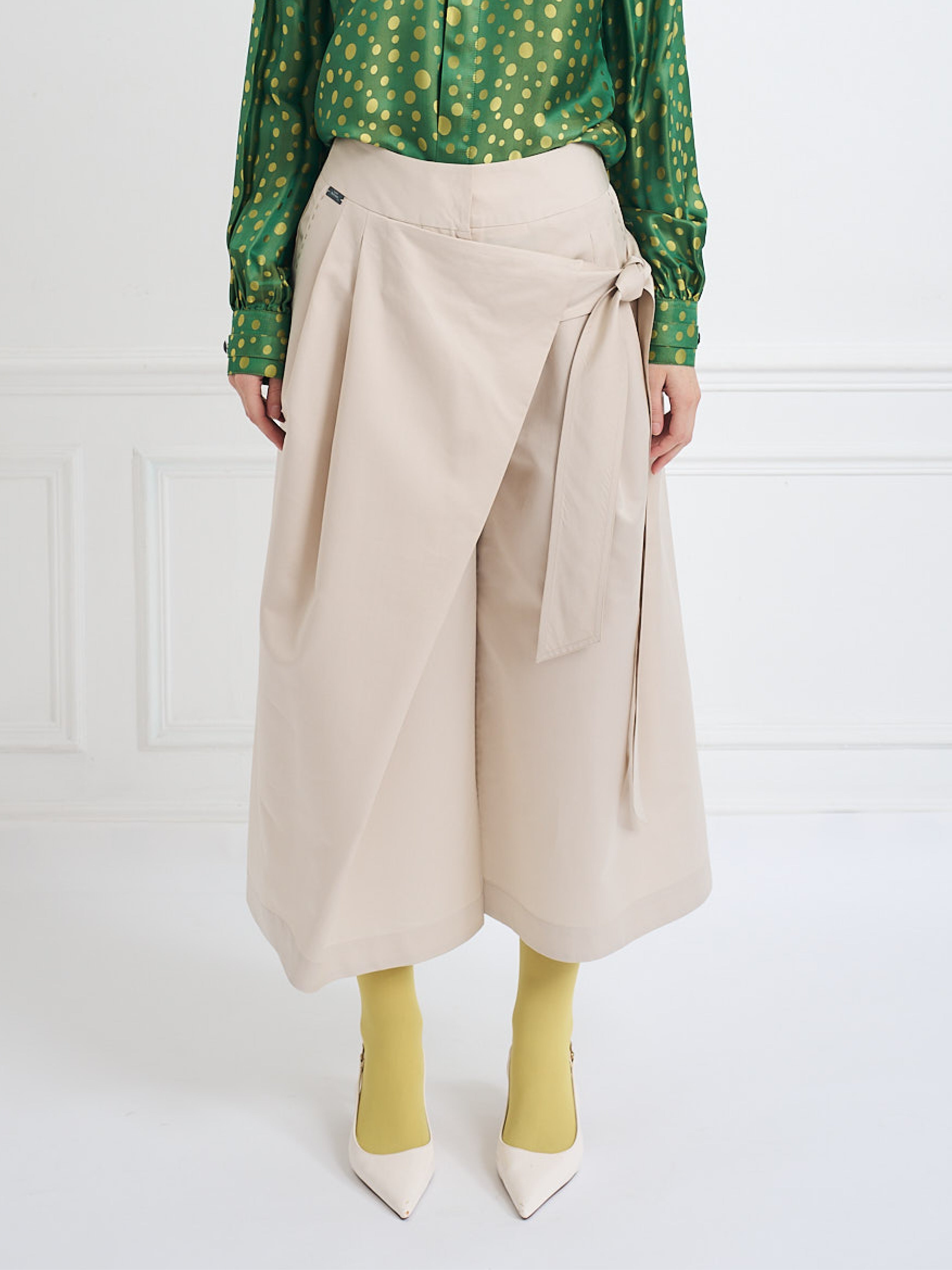 CALI light beige - cotton silk wrap pant