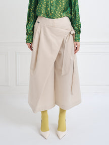 Cali - Cotton and Silk Wrap Pants in Light Beige