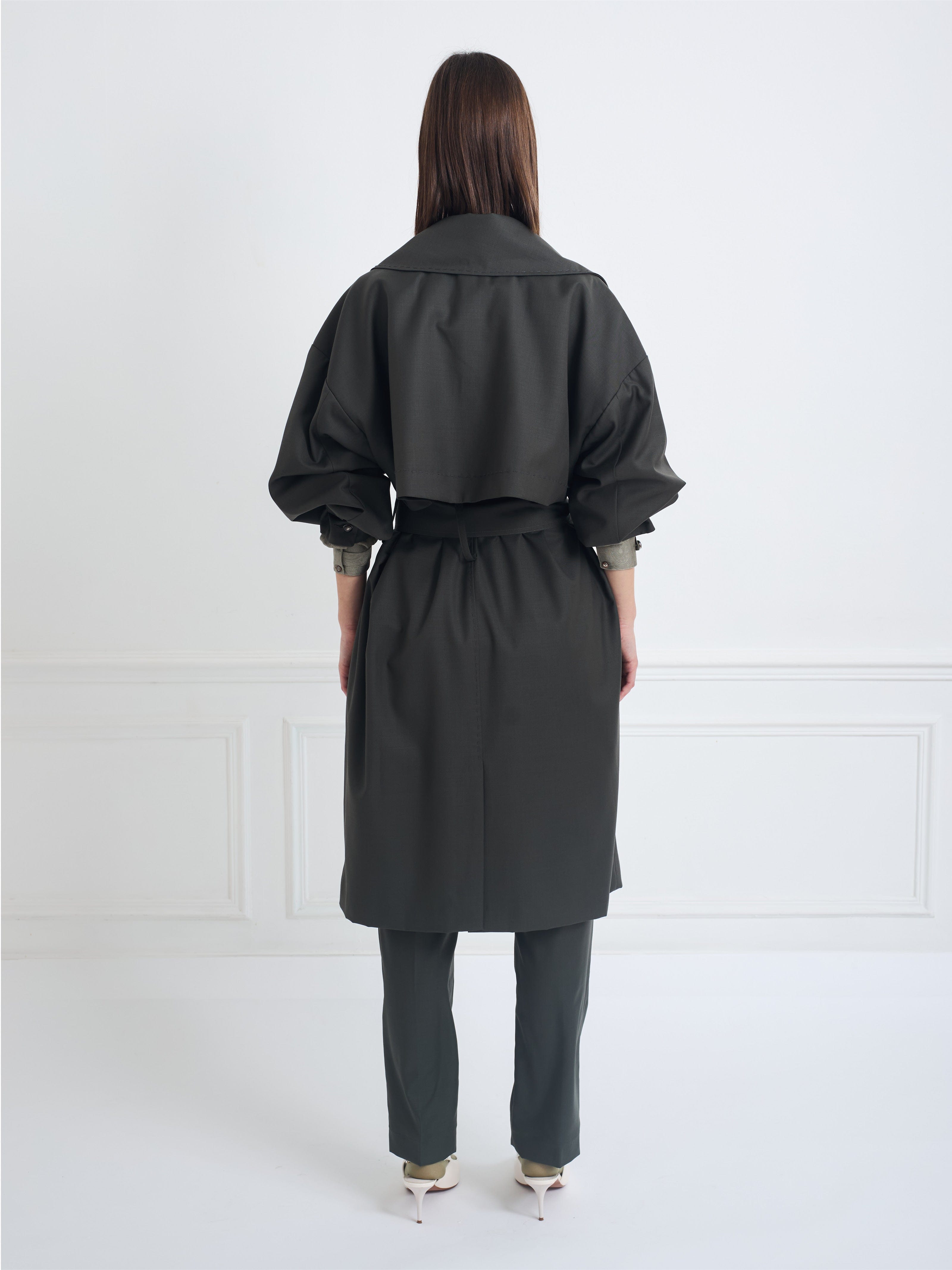 CONCORDE khaki - wool microfiber trench dress