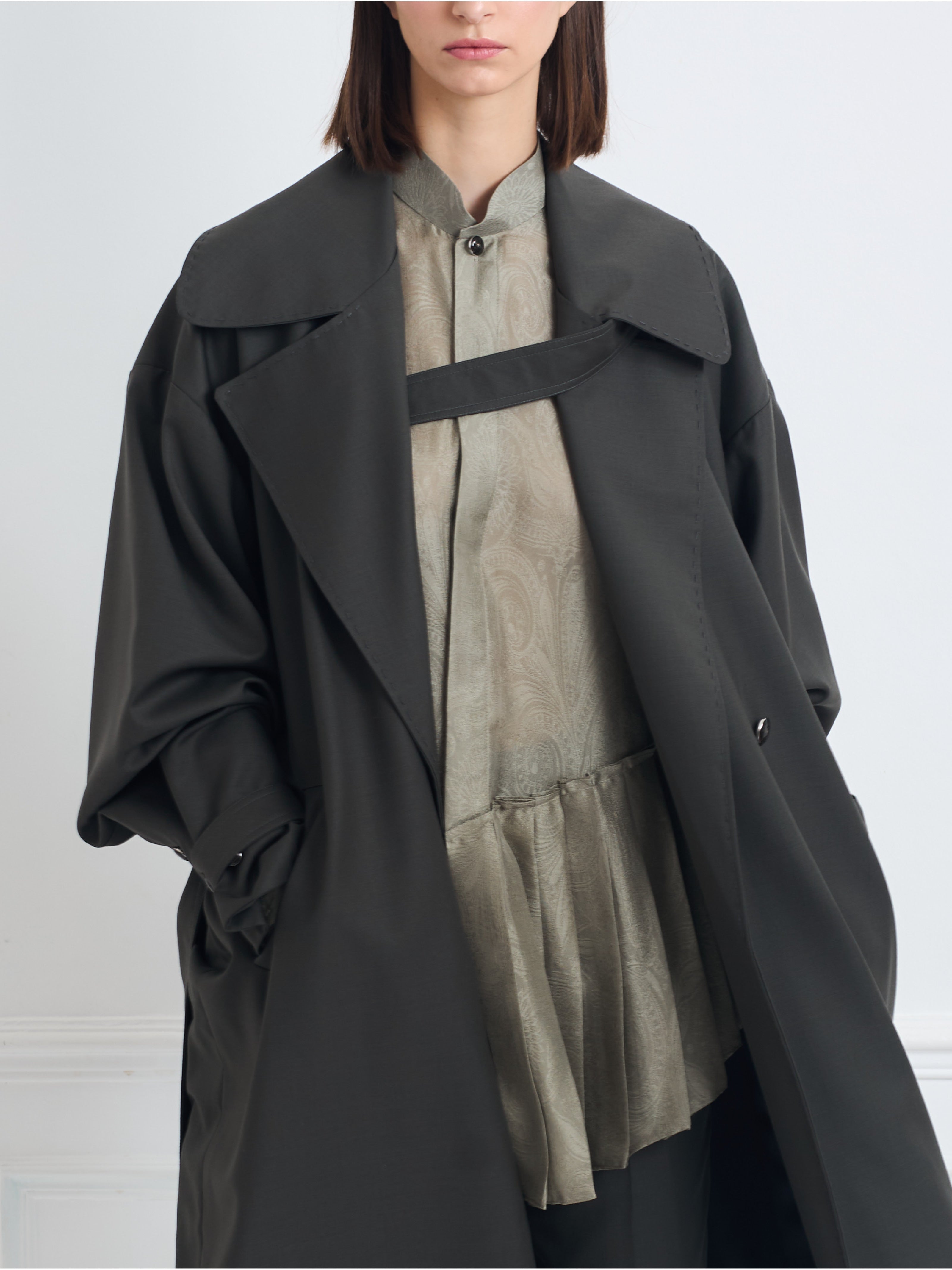 CONCORDE khaki - wool microfiber trench dress