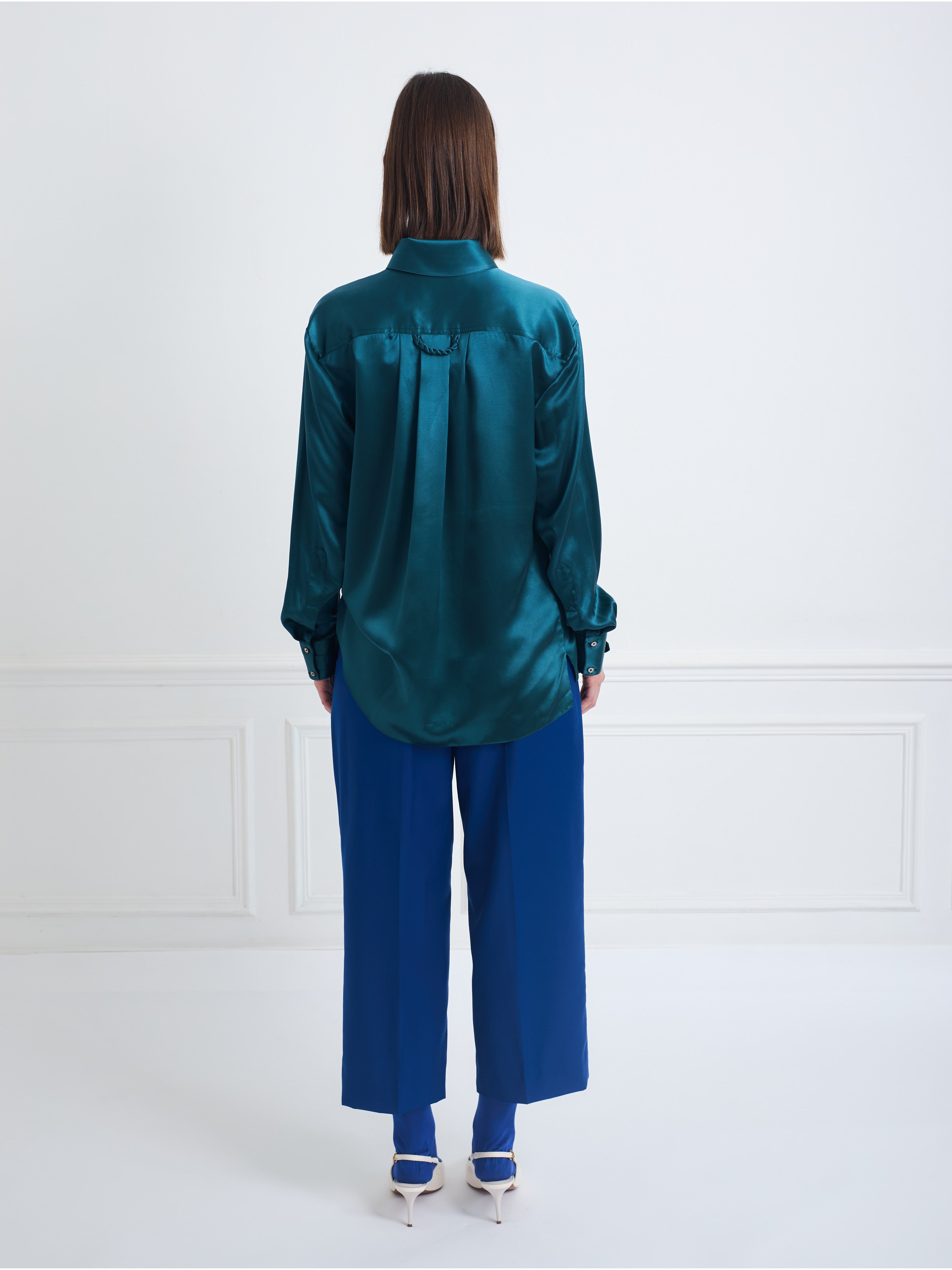 LOCK peacock green - silk shirt
