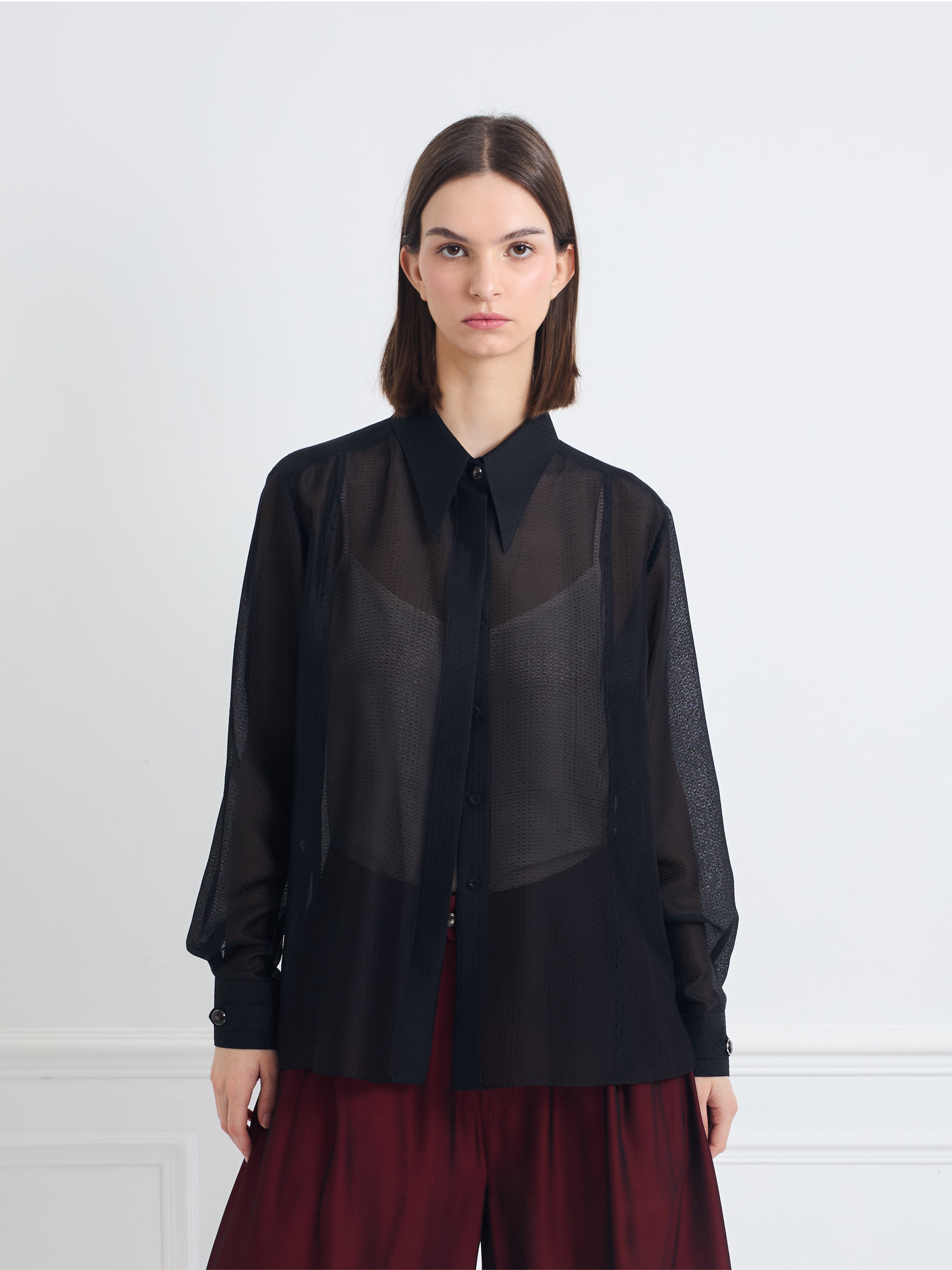 LOCK sheer diamond - silk shirt