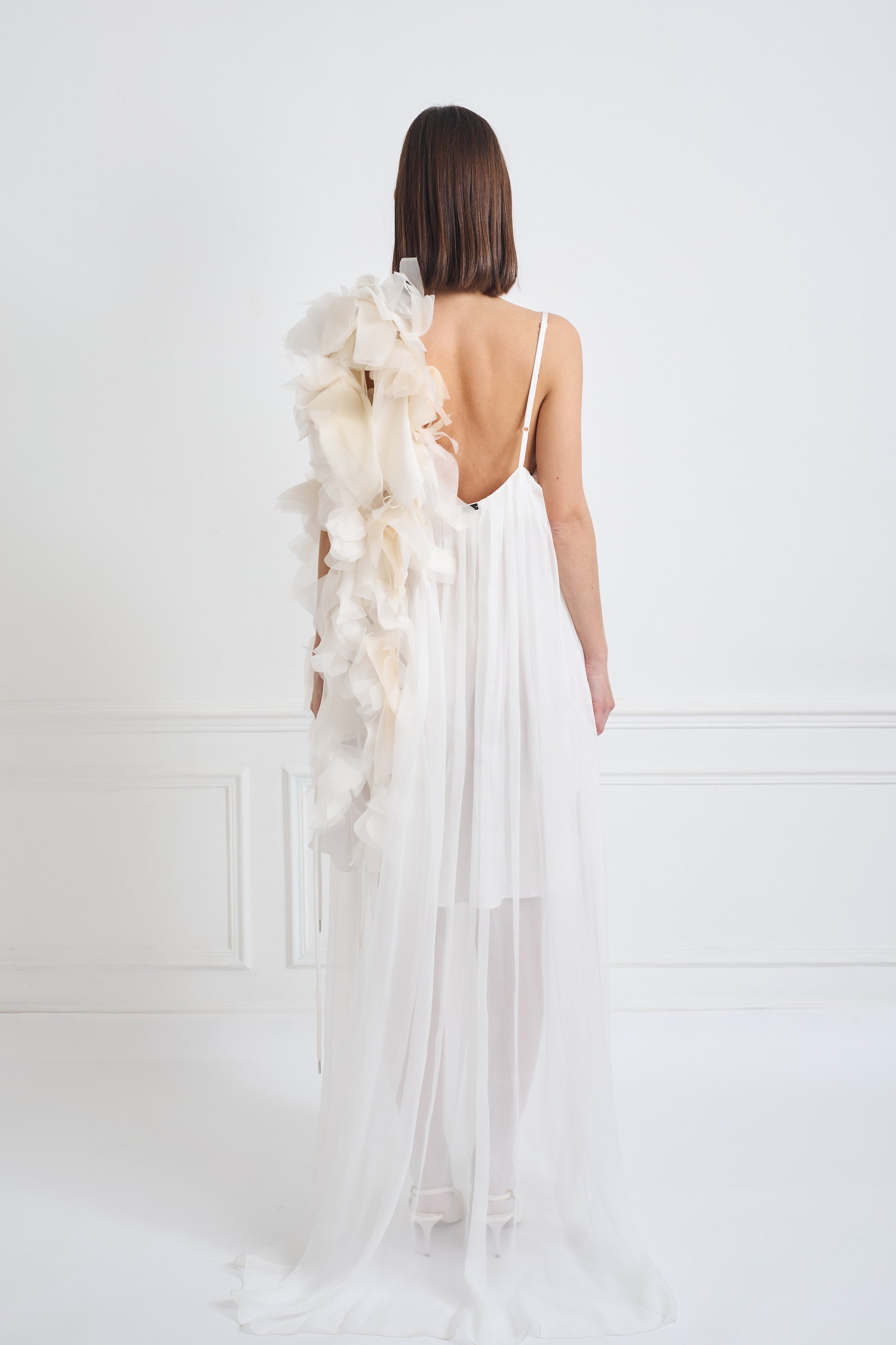 NYMPHE LEAF ivory and white silk - bridal dress