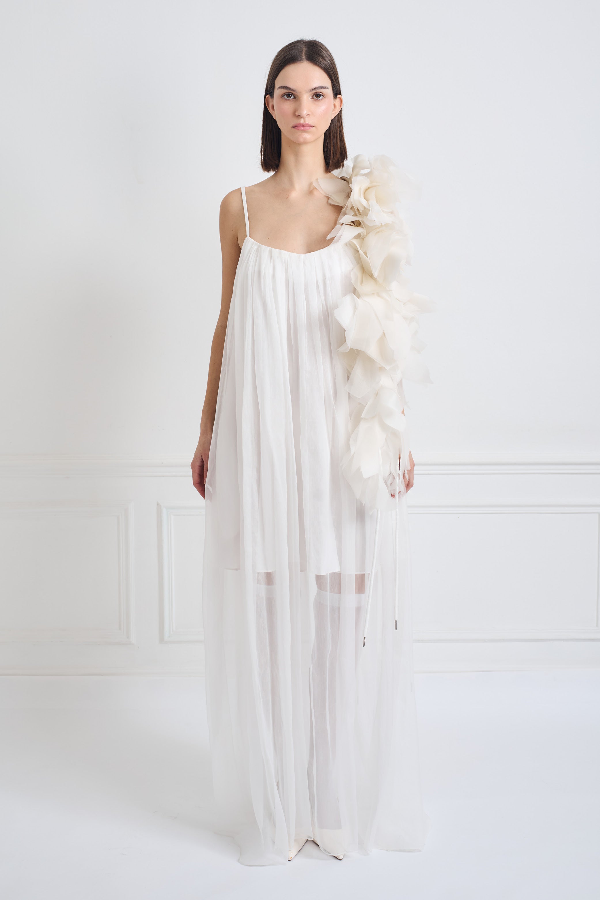 NYMPHE LEAF ivory and white silk - bridal dress