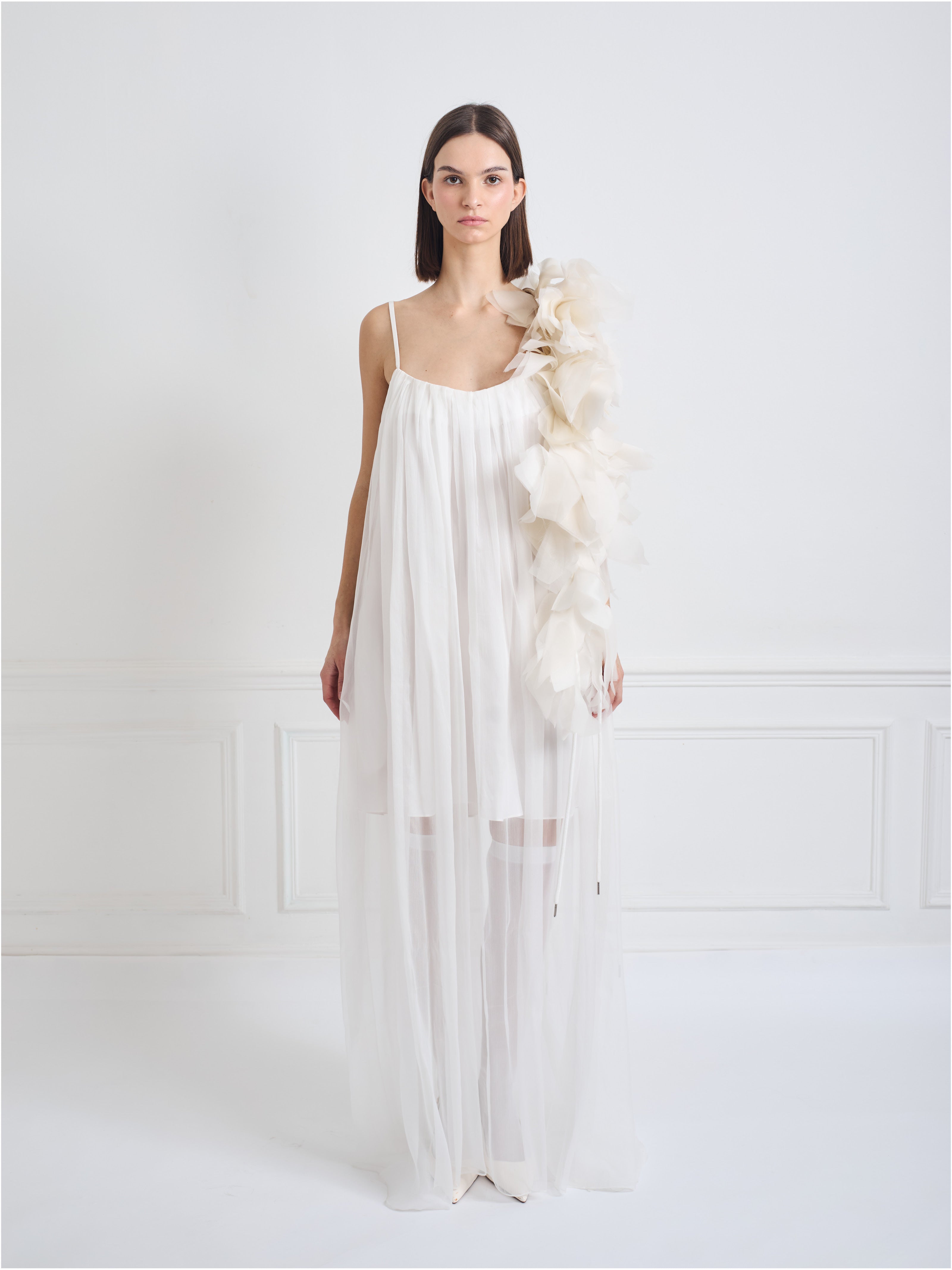 NYMPHE LEAF ivory and white silk - bridal dress