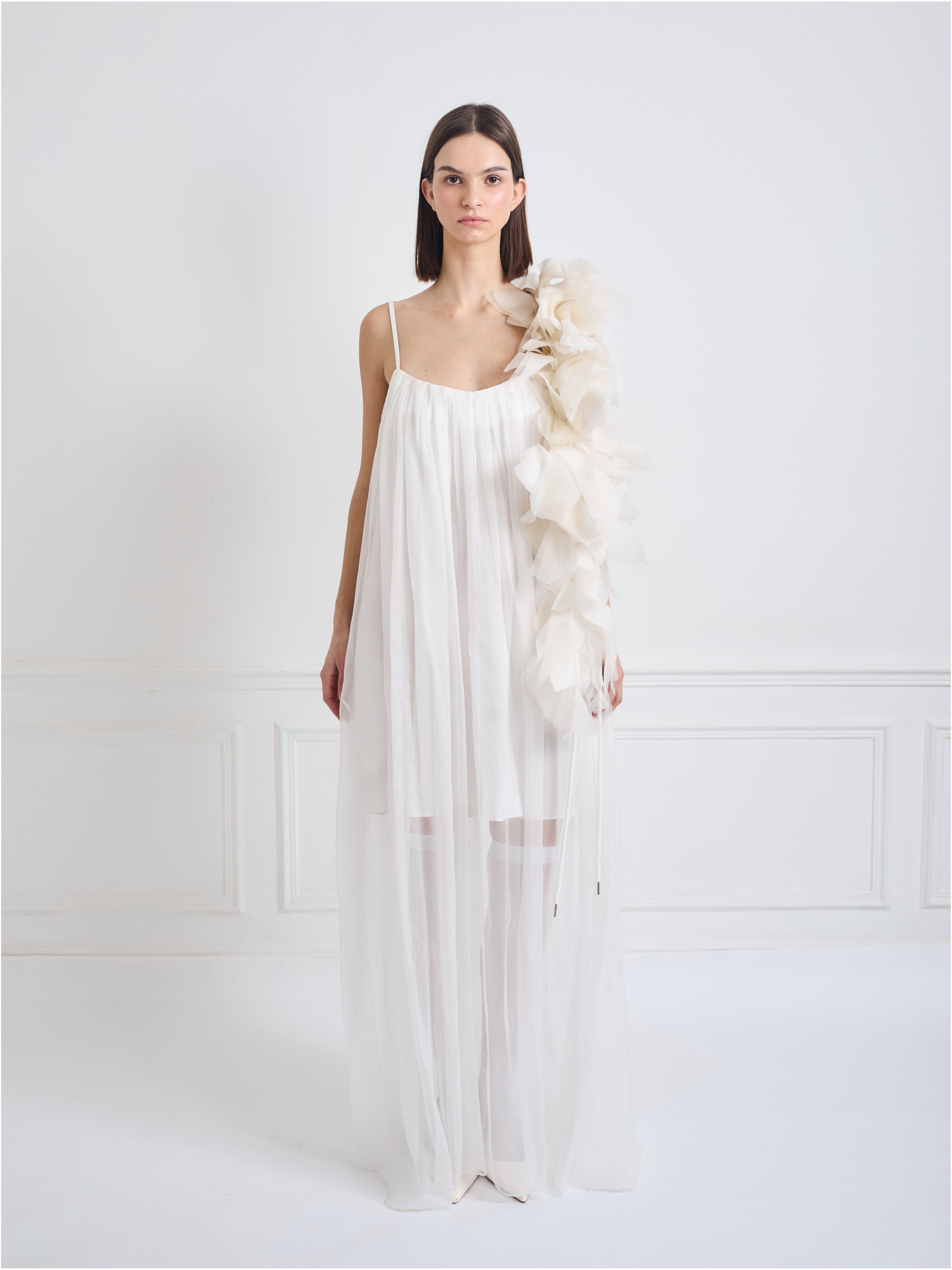 NYMPHE LEAF ivory and white silk - bridal dress