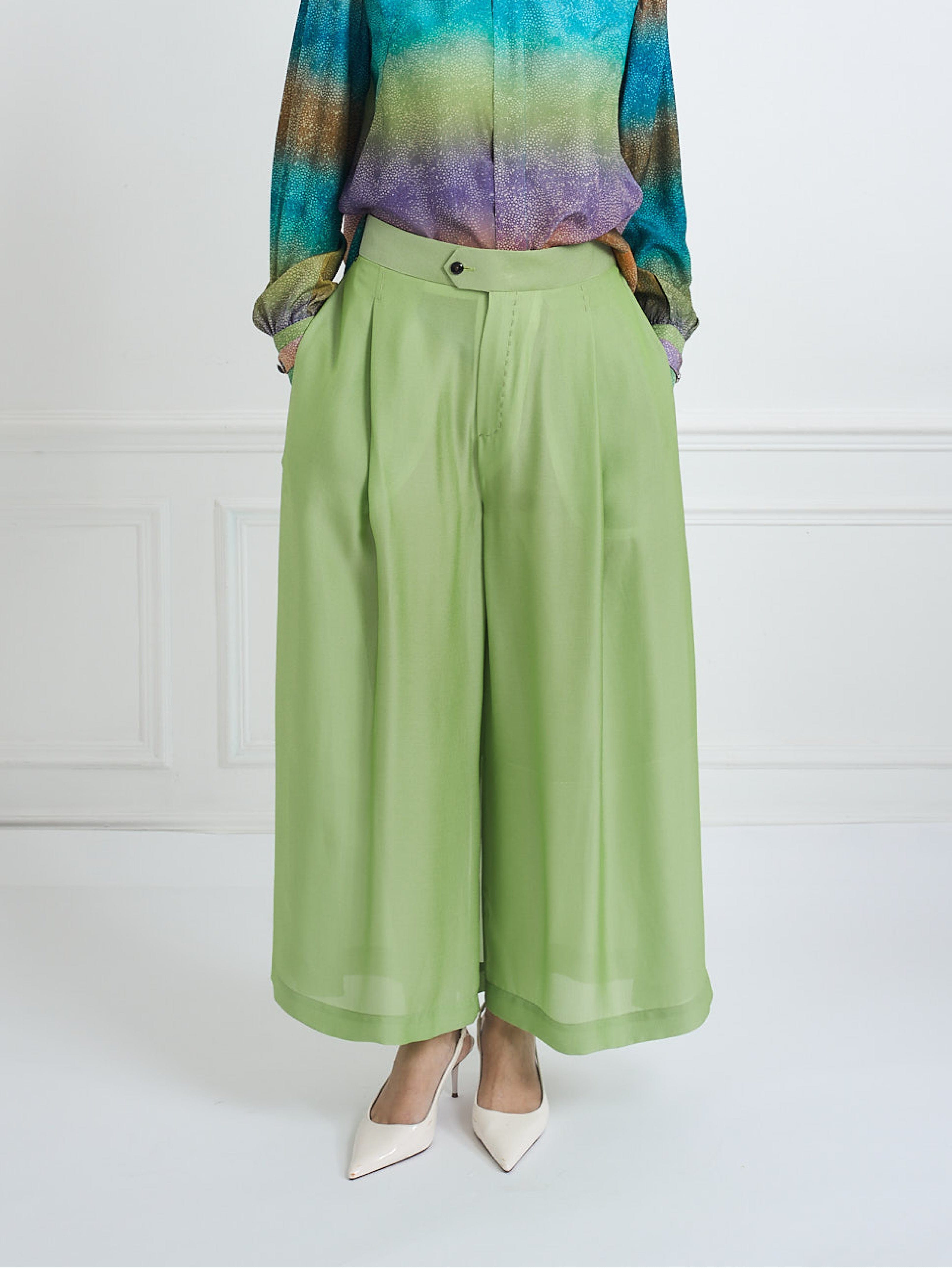 PABLO apple green - silk viscose comfort pant