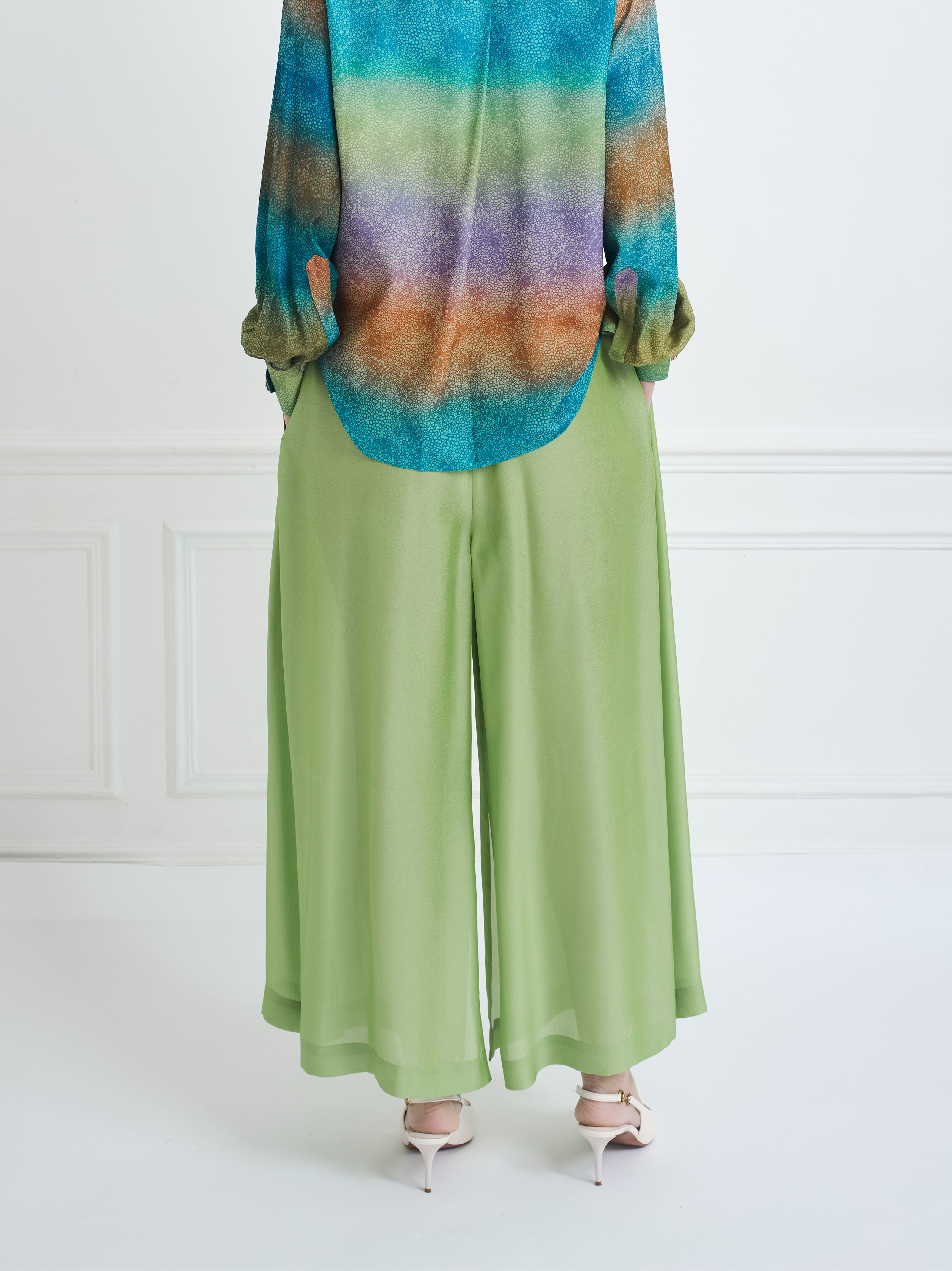 PABLO apple green - silk viscose comfort pant