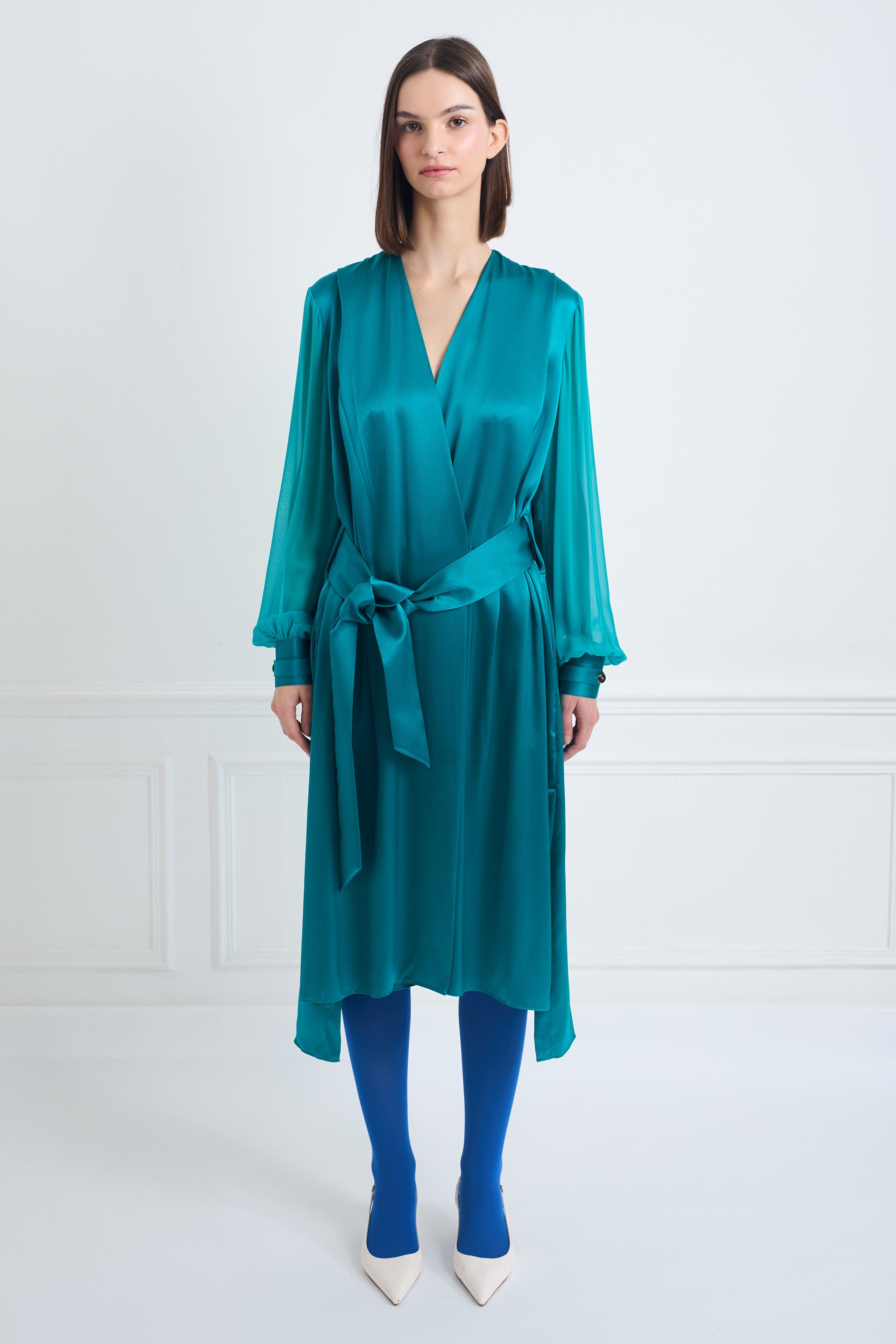 SAN FRANCISCO vert frais - robe en soie manches longues