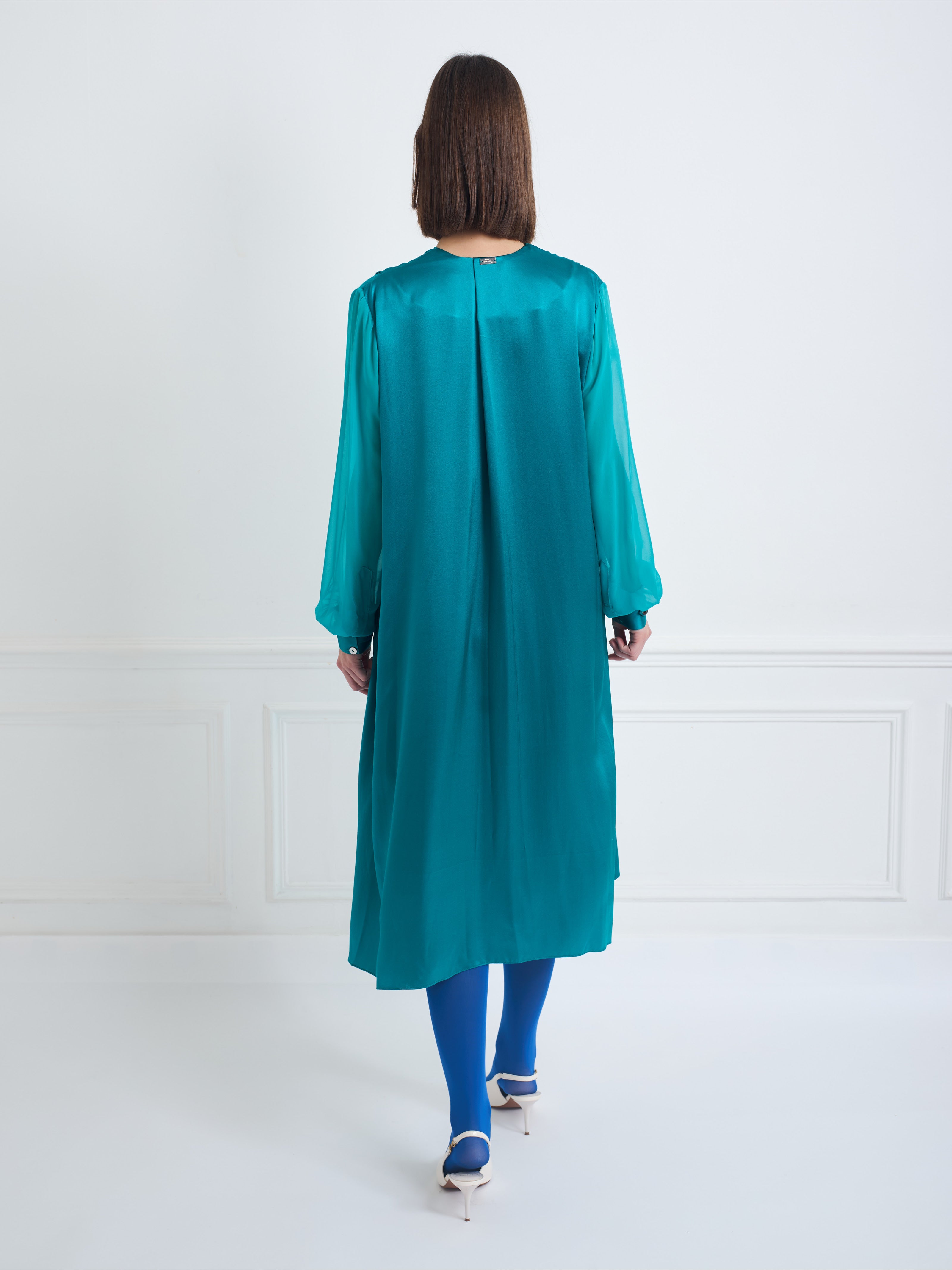SAN FRANCISCO fresh green - silk dress long sleeves