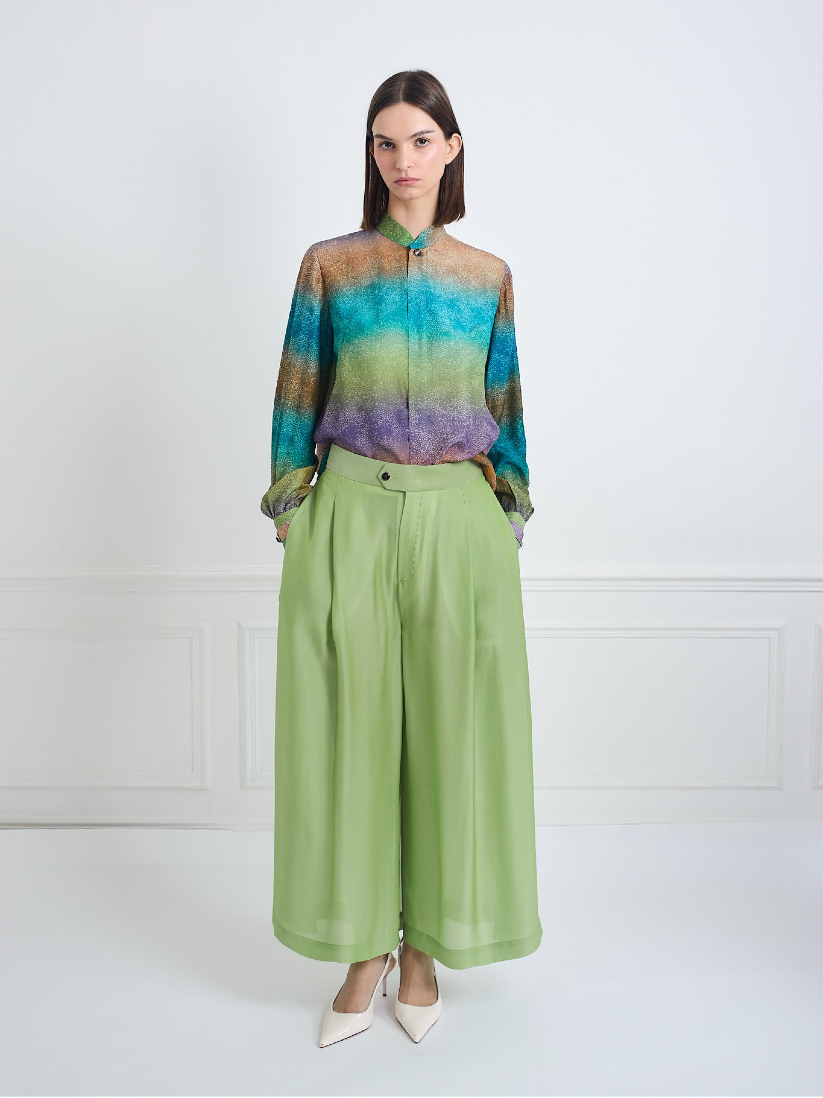 SKY B green gradient - silk blouse