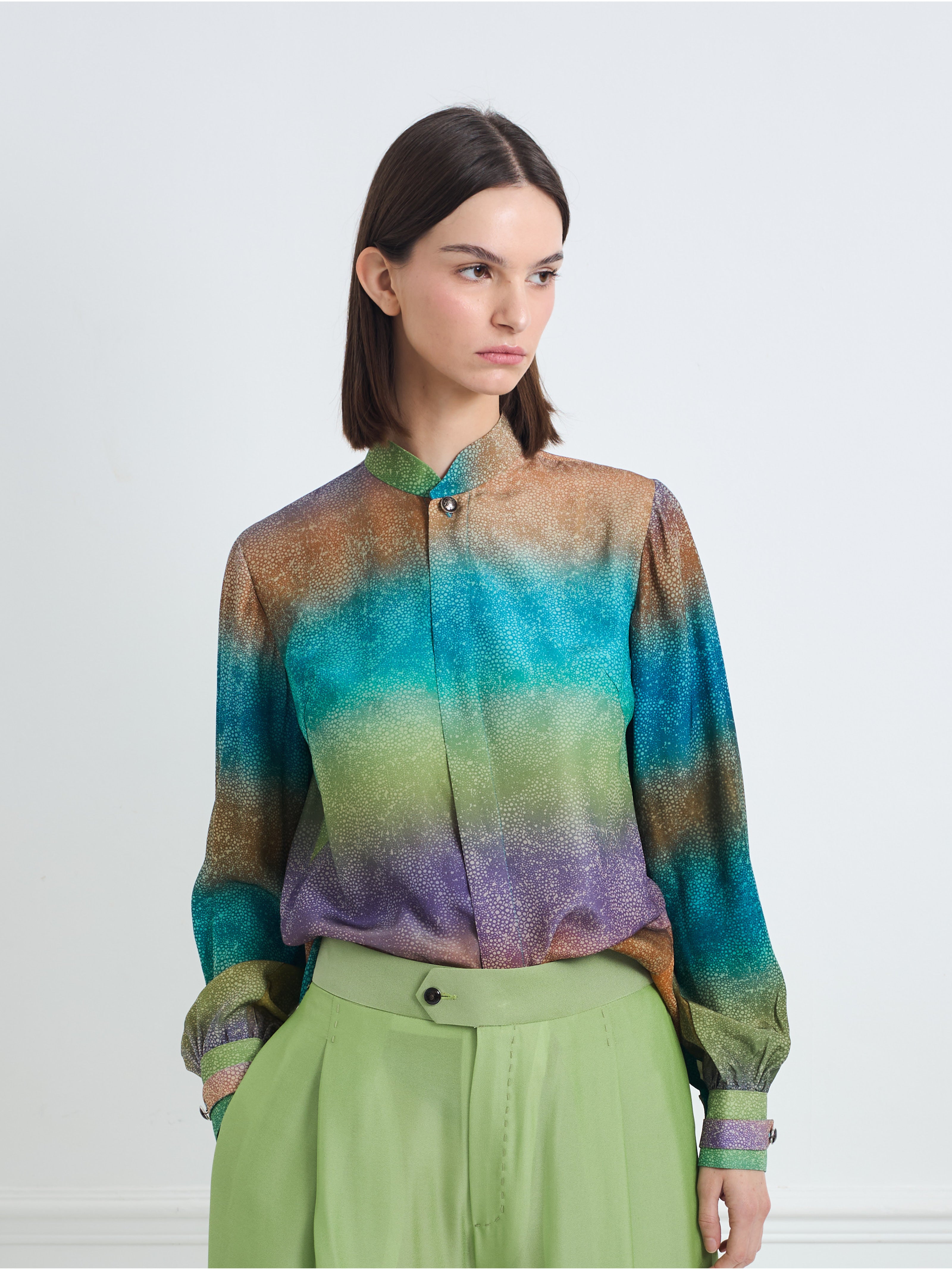SKY B green gradient - silk blouse