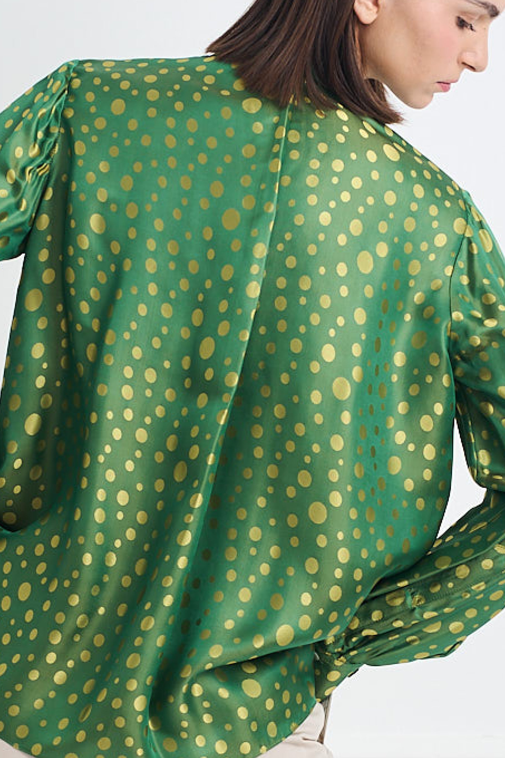 SKY B polkadot green jacquard - silk blouse
