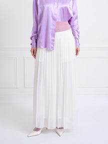 Typhon - Pleated Silk Skirt in White