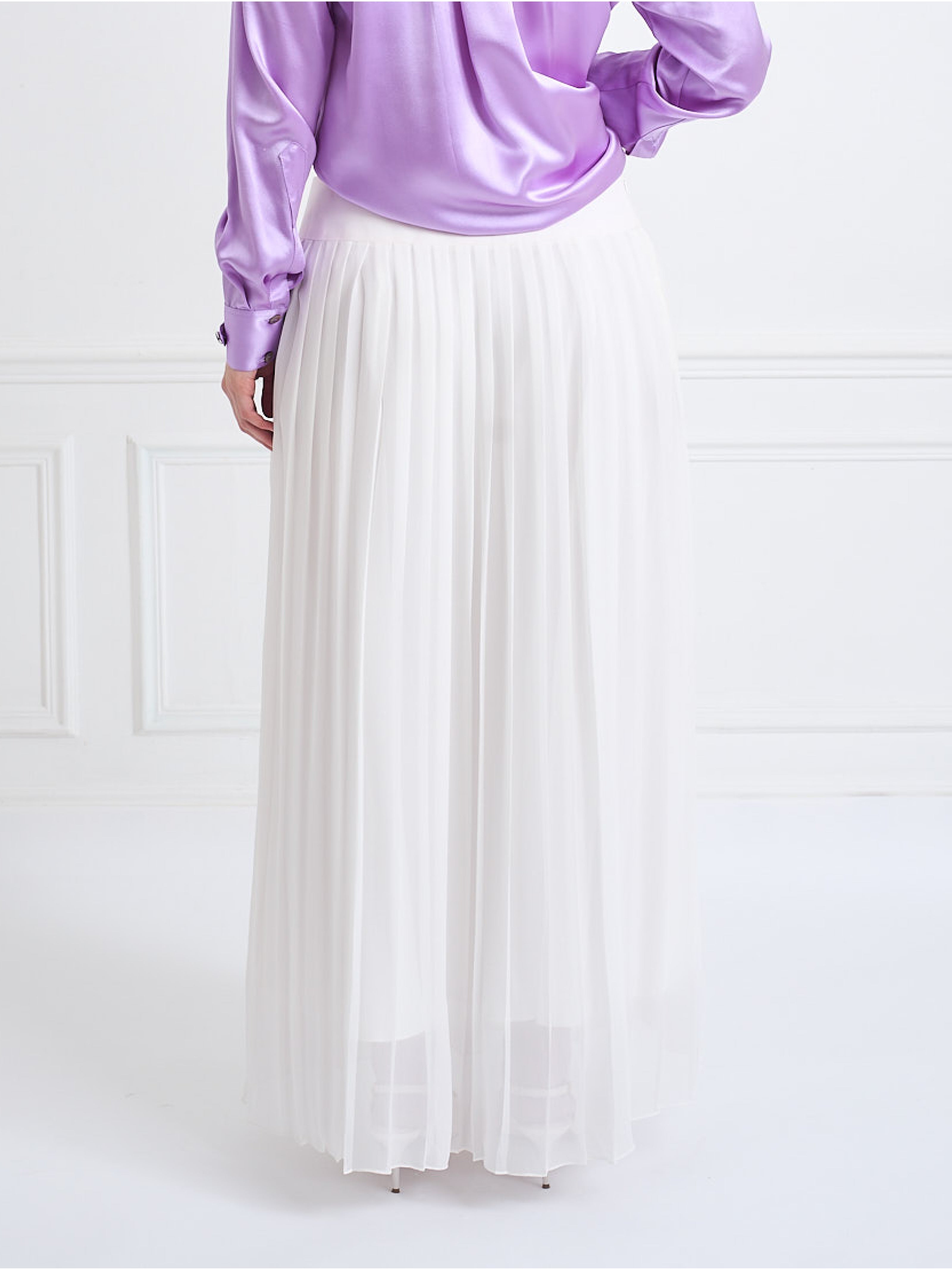 TYPHON white - silk pleated skirt