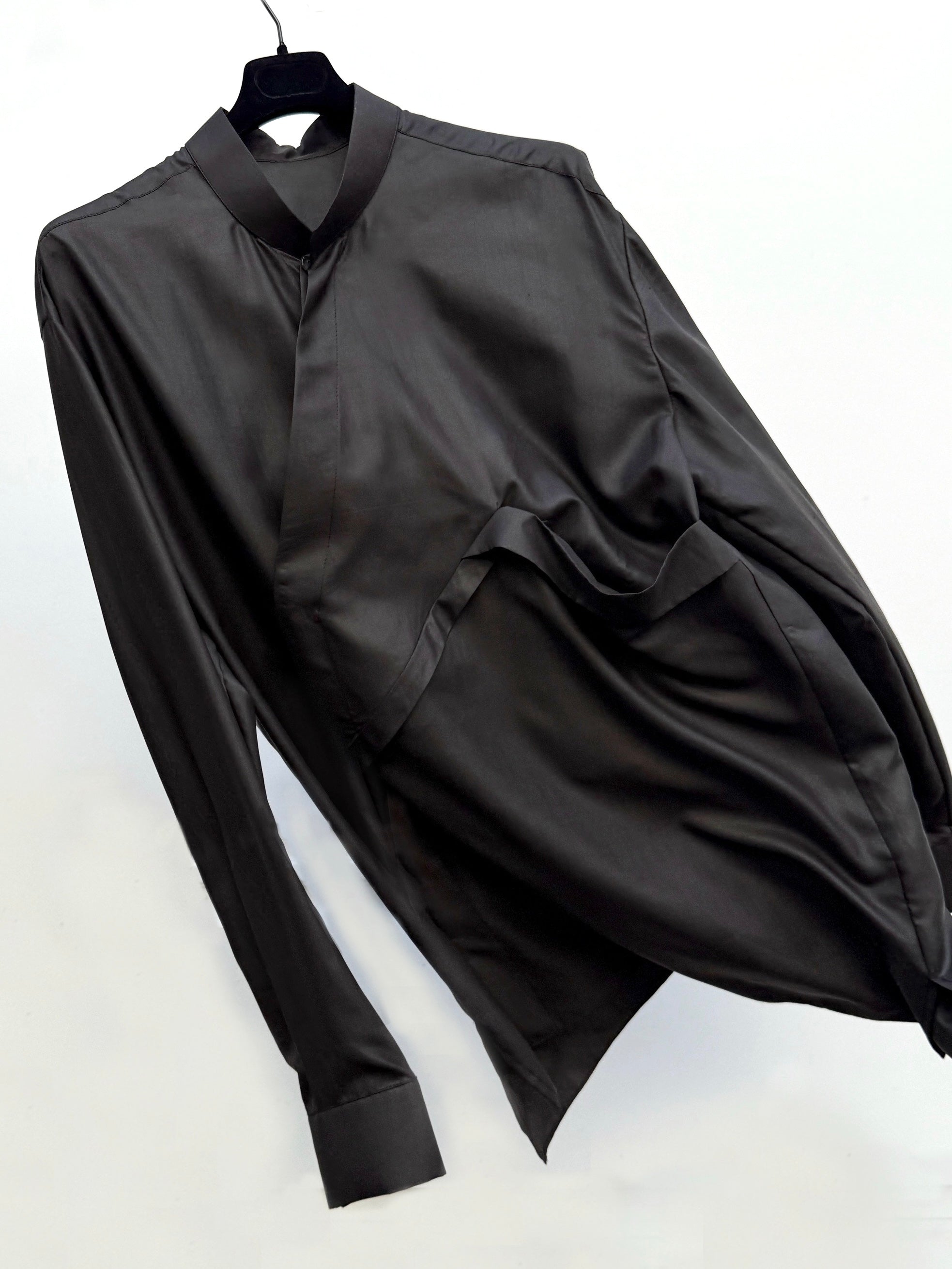 CROSS SHIRT black bat - Oversized unisex silk blouse