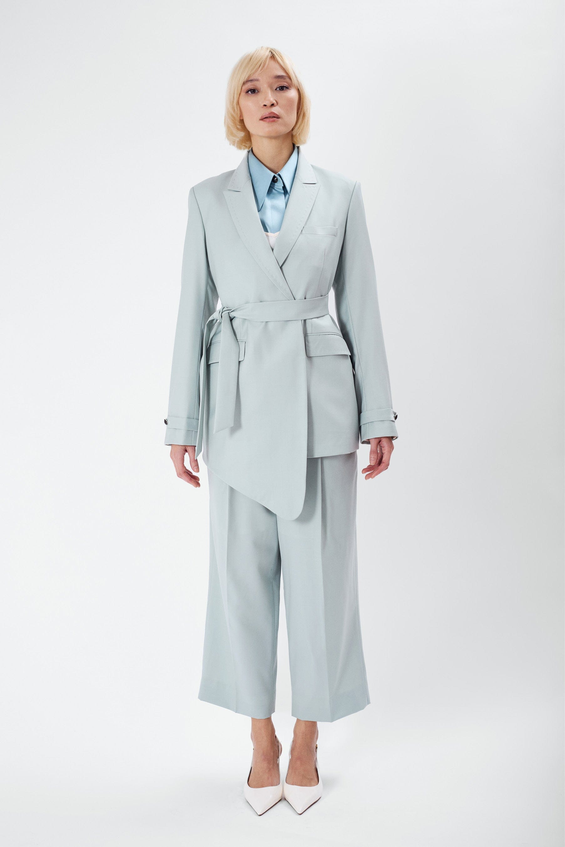 ASY mist green - wool crossed suit jacket