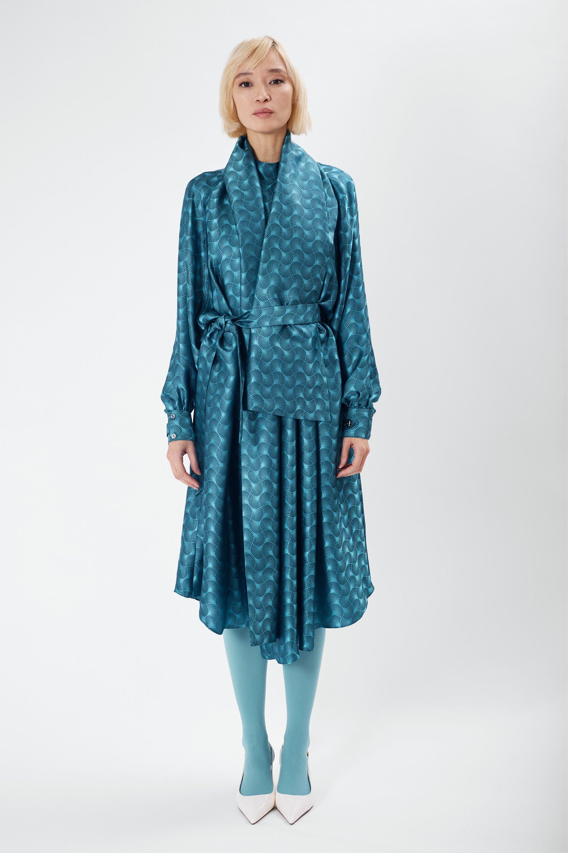 CLYDE B jade jacquard - silk scarf dress