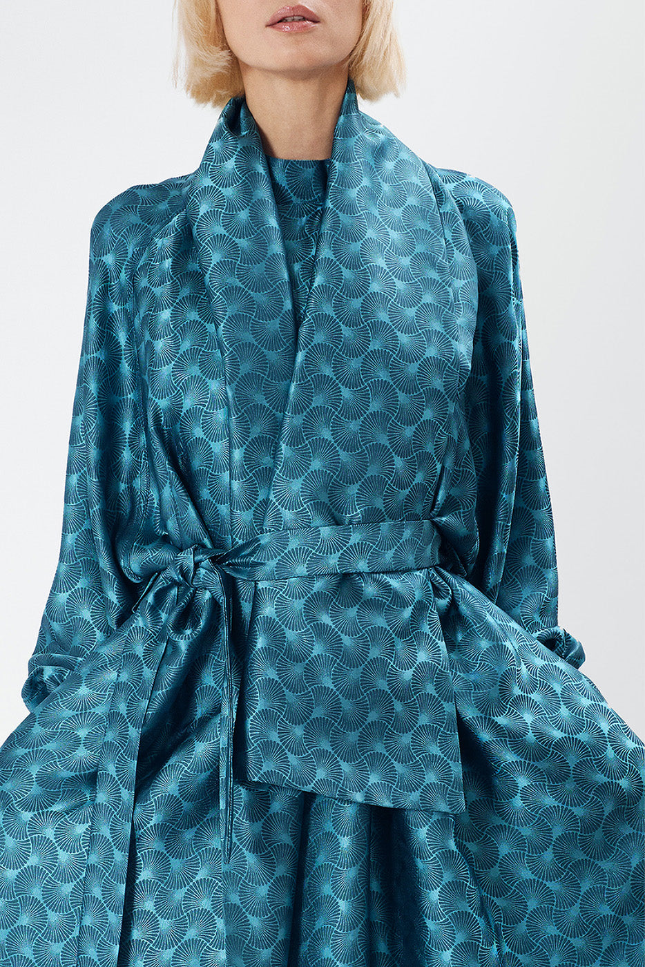 CLYDE B jacquard jade - robe écharpe en soie viscose