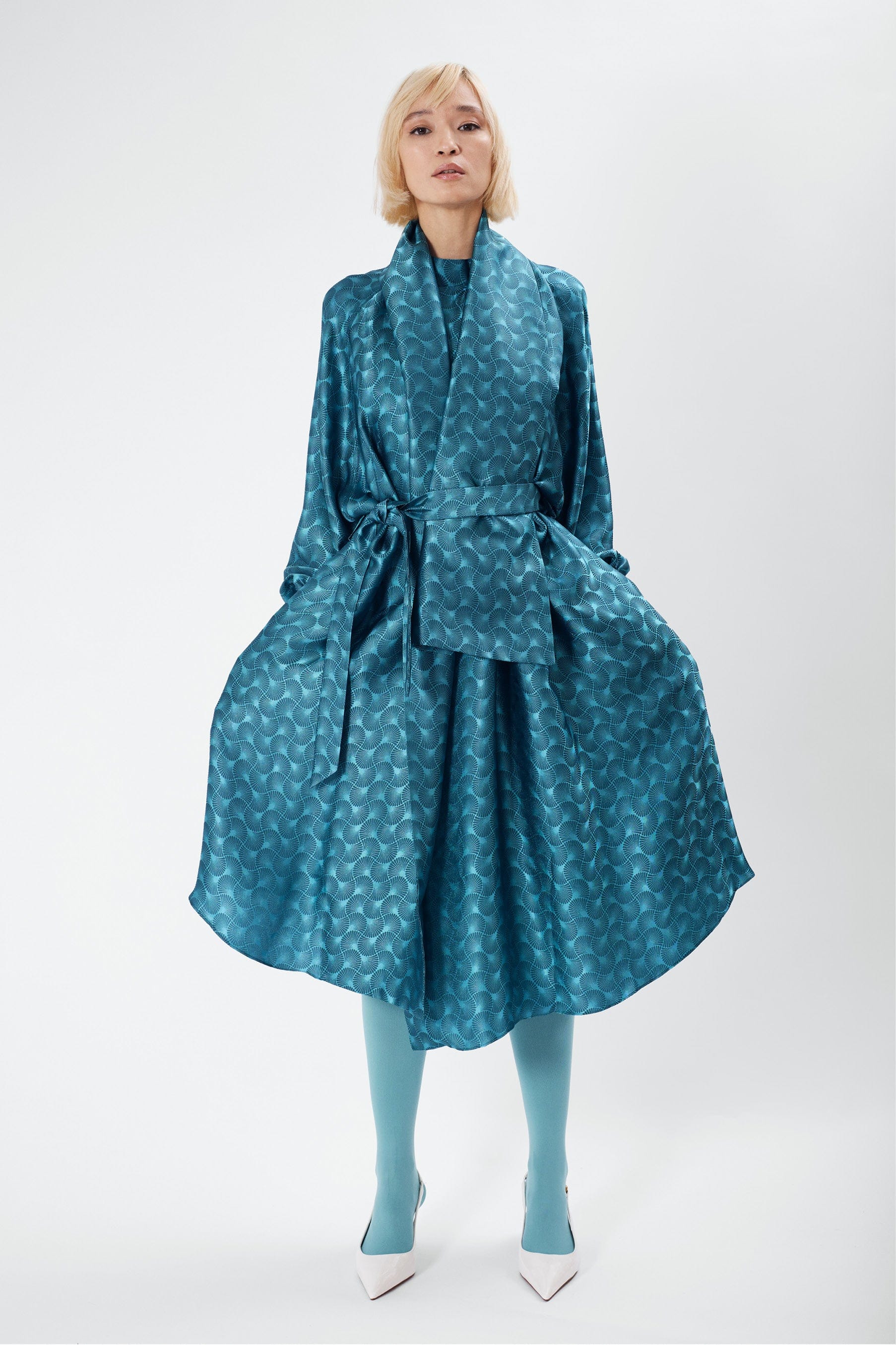 CLYDE B jade jacquard - silk scarf dress