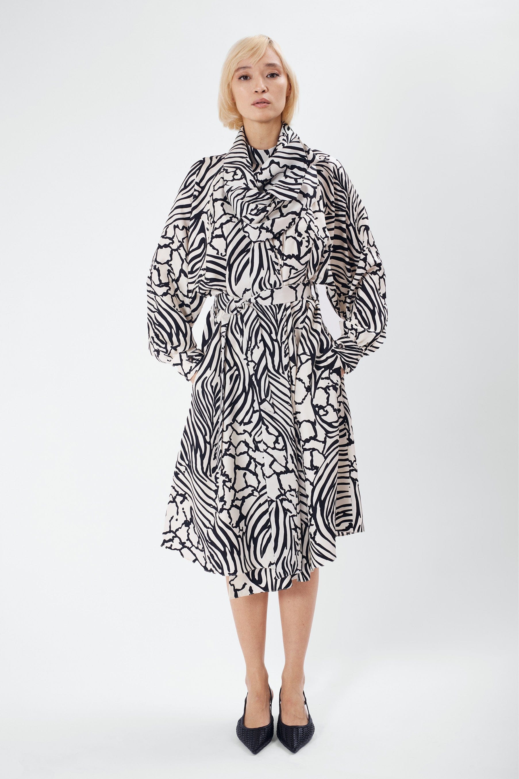 CLYDE B zebra - silk scarf dress