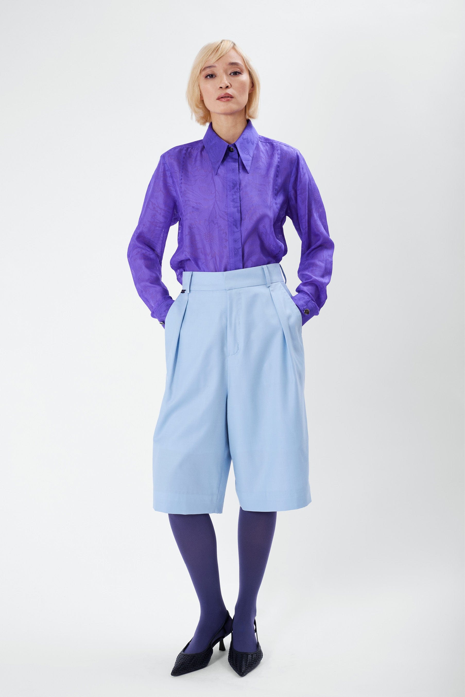 LOCK purple jacquard - silk shirt