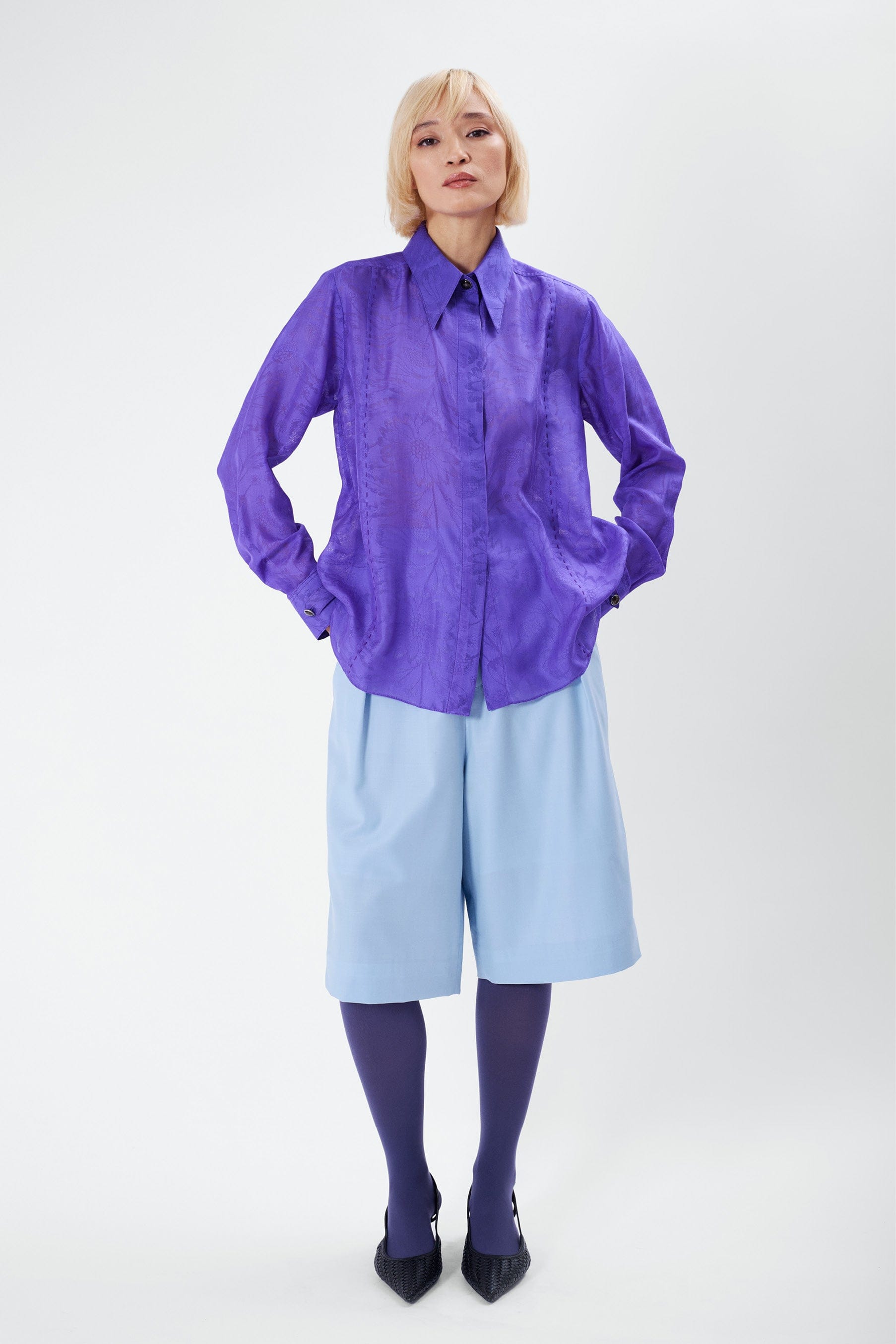 LOCK purple jacquard - silk shirt