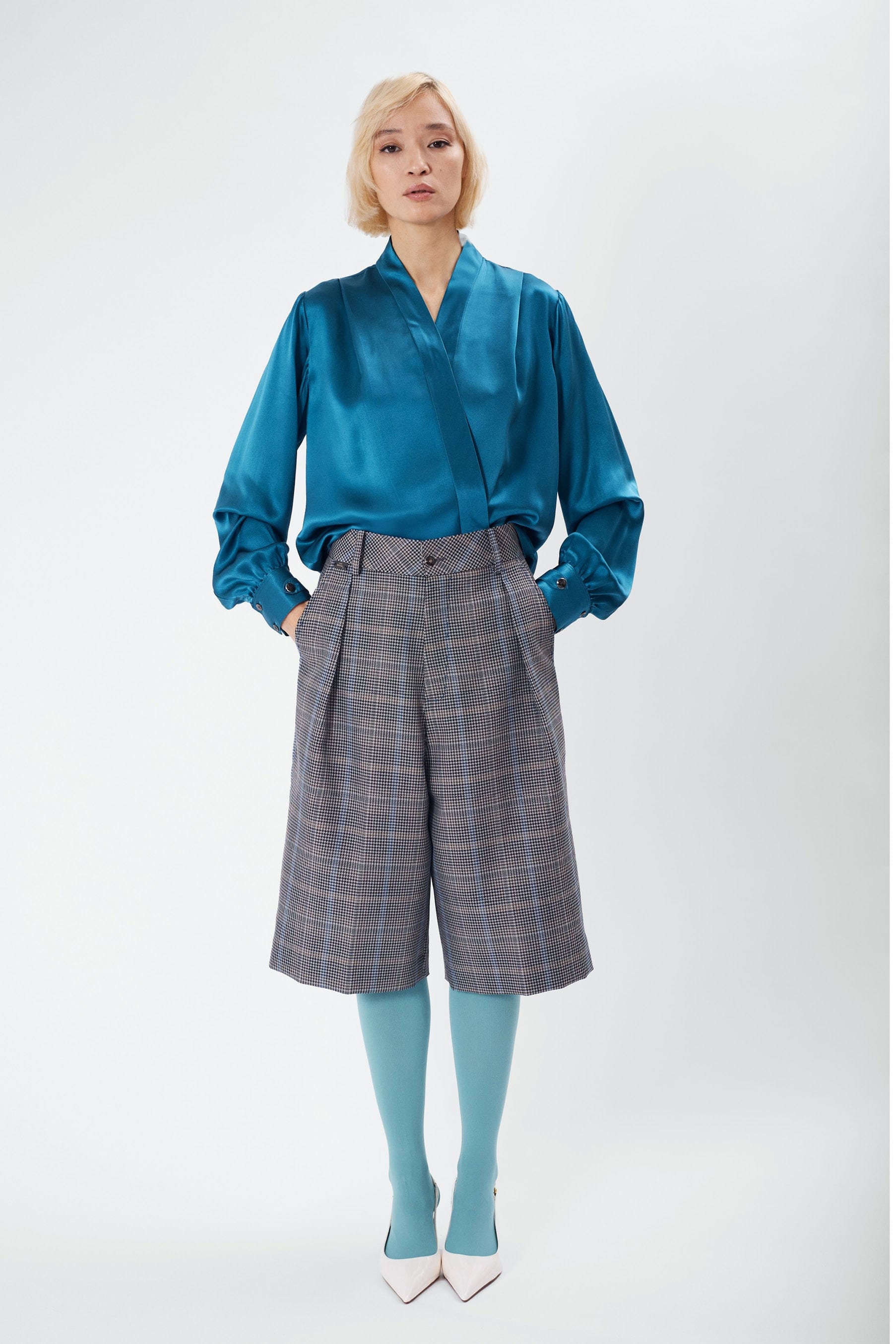 SAFARI houndstooth Wales - wool bermuda