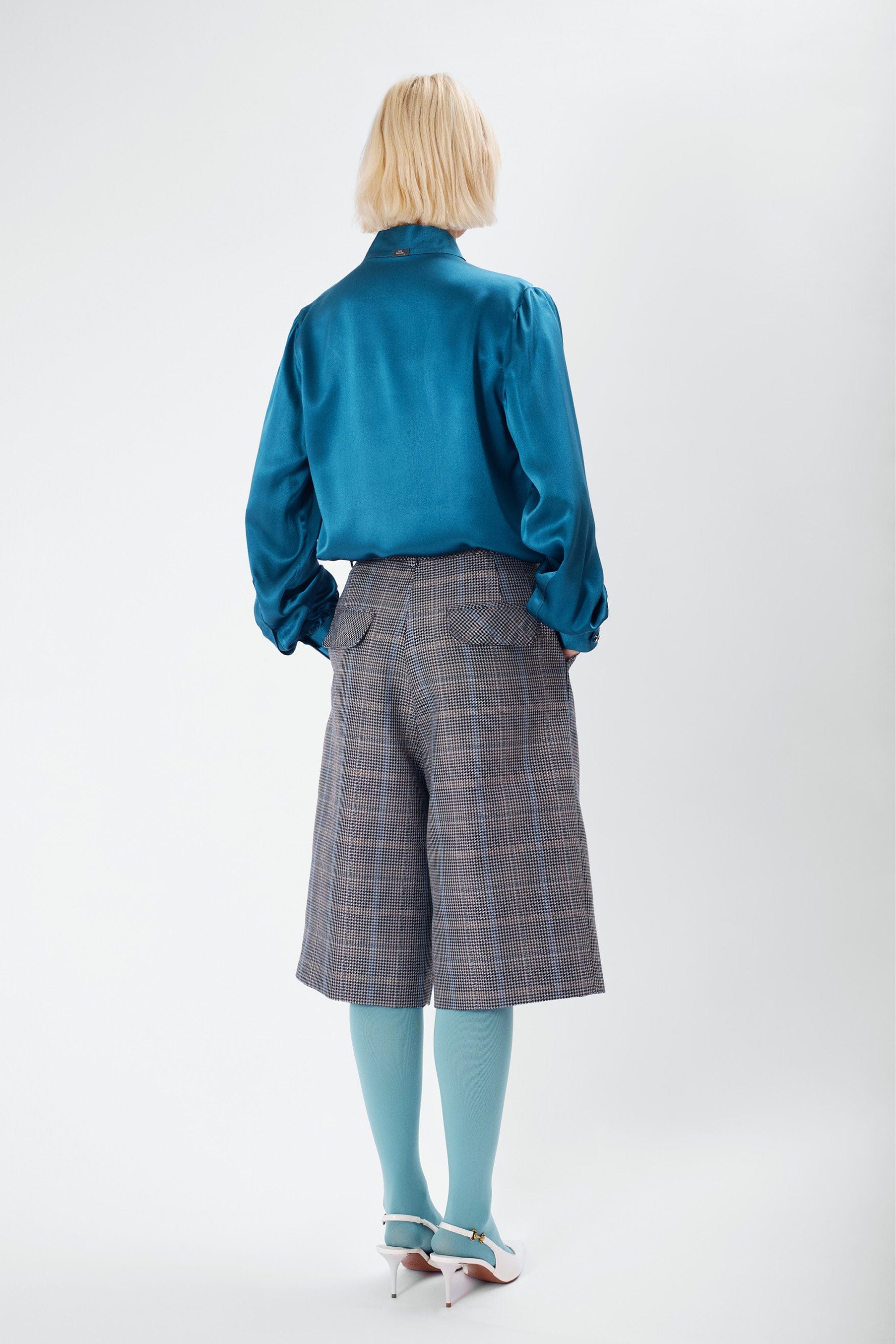 MINT peacock green - silk wrap blouse