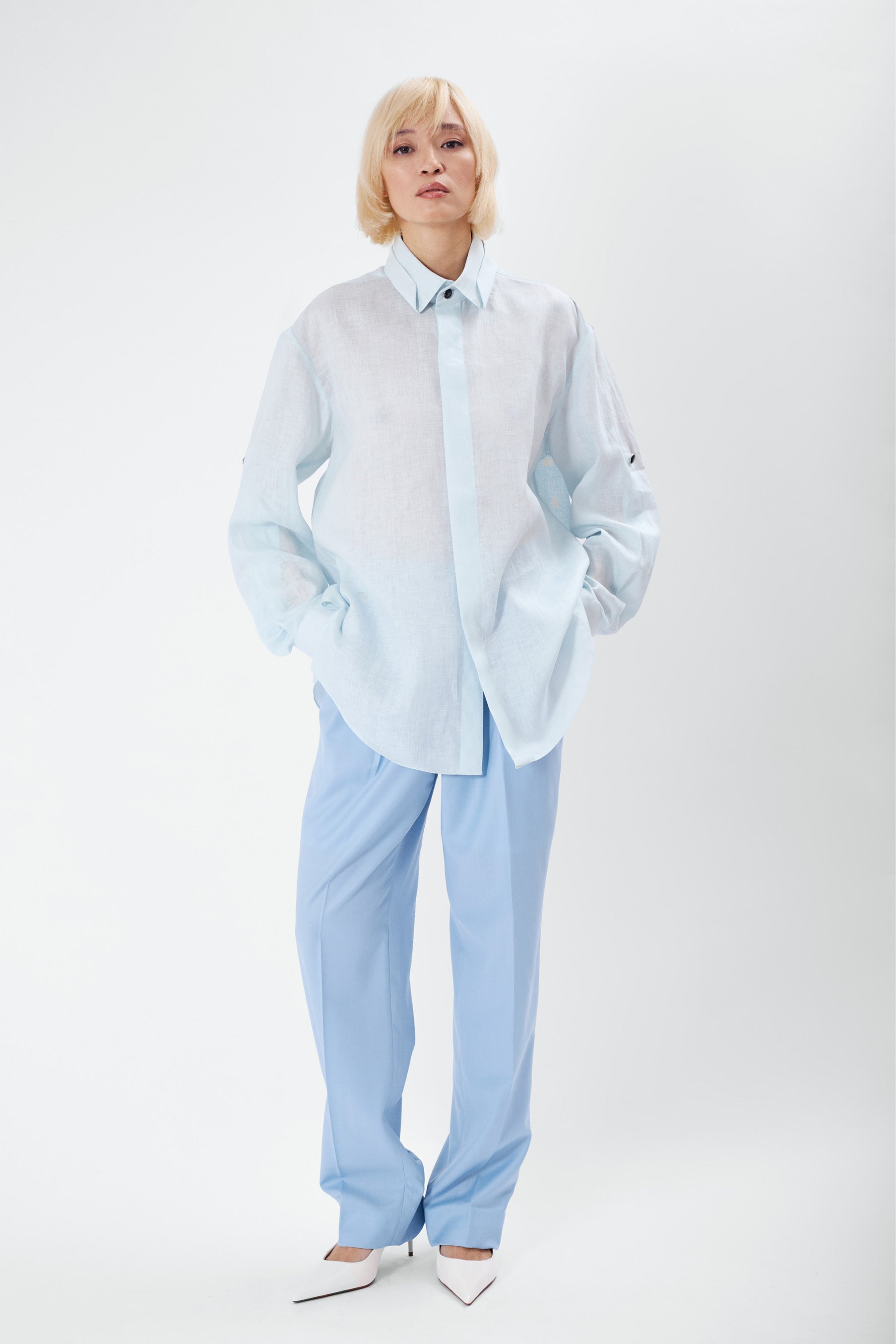 PAP mist blue - unisex oversized linen shirt