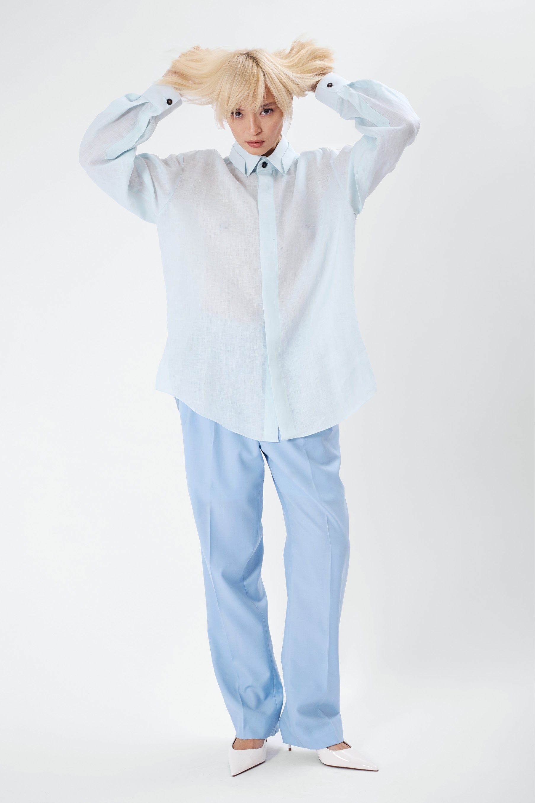 PAP mist blue - unisex oversized linen shirt