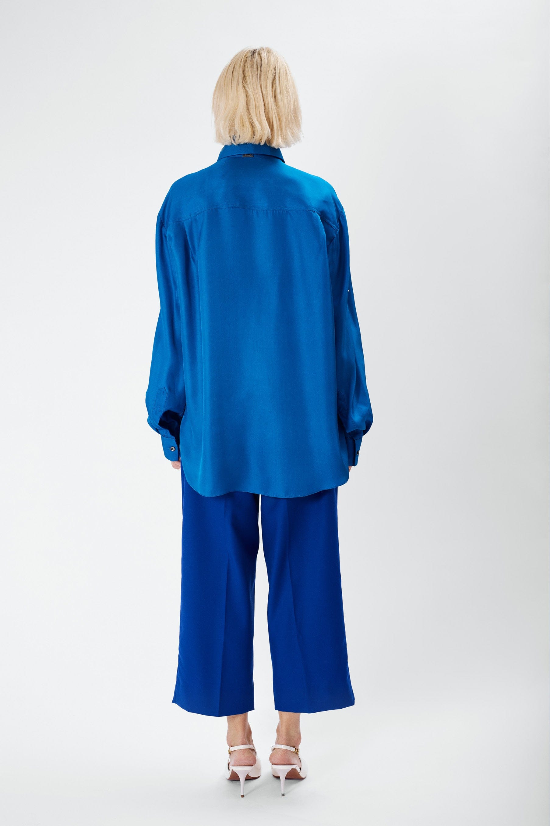PAP morpho blue - unisex oversized silk shirt