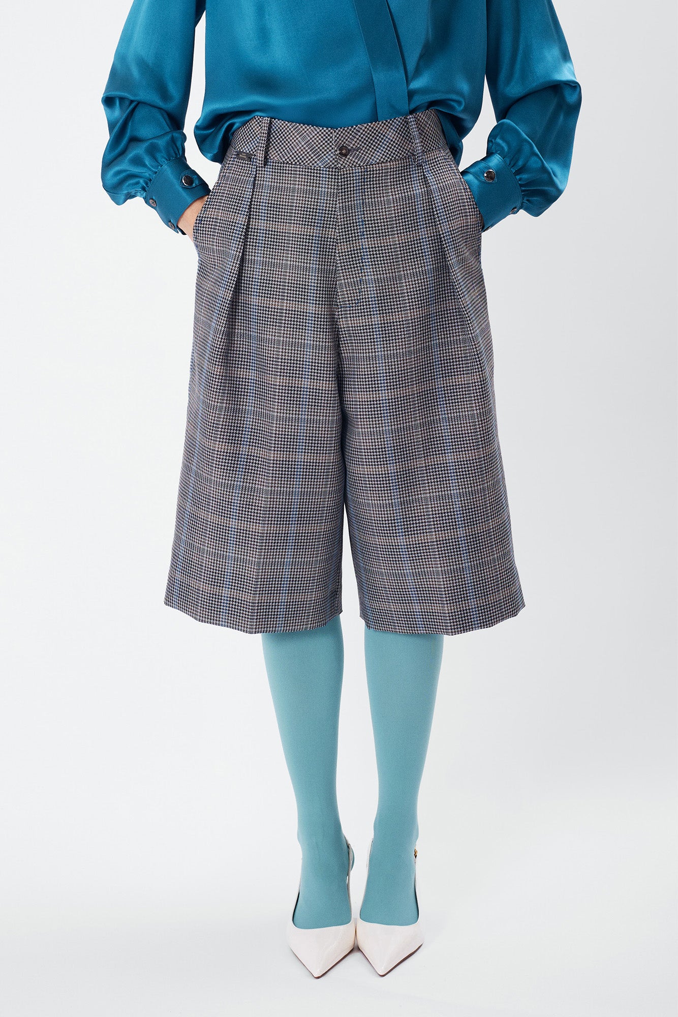 SAFARI houndstooth Wales - wool bermuda