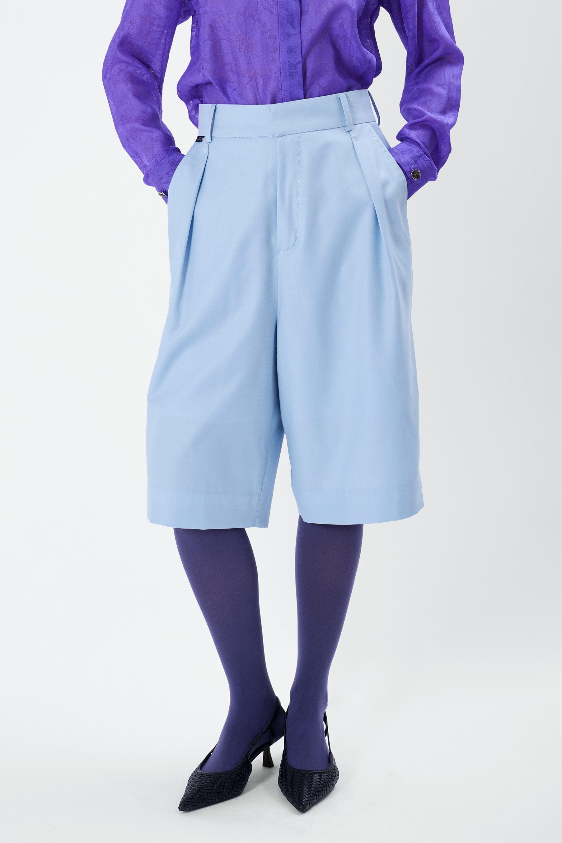 SAFARI light blue - wool bermuda