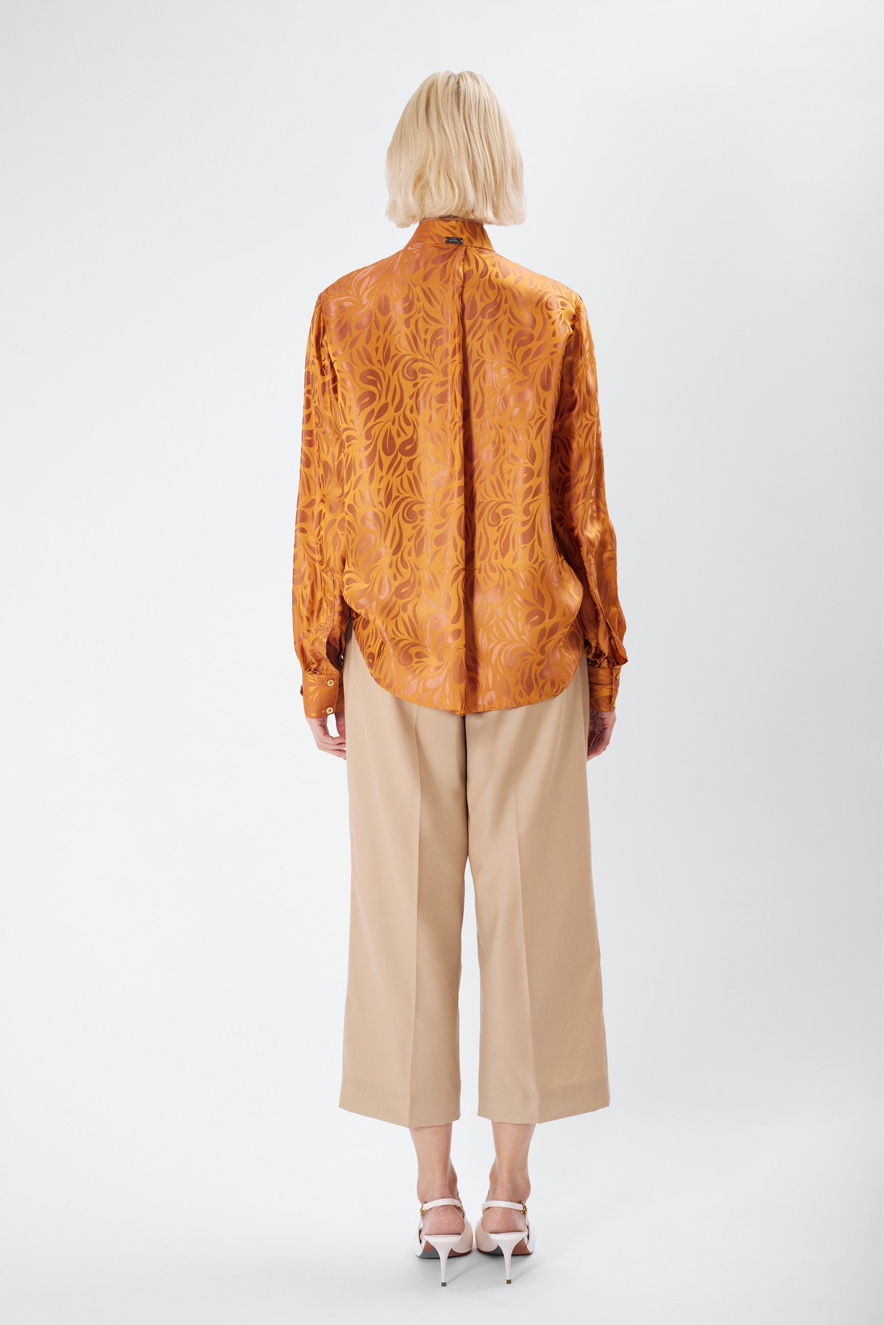 SKY B ochre jacquard - silk blouse