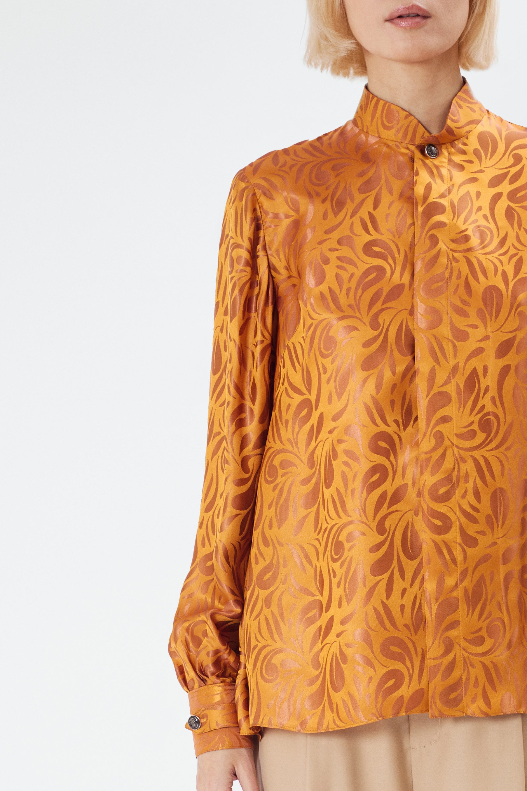 SKY B ochre jacquard - silk blouse