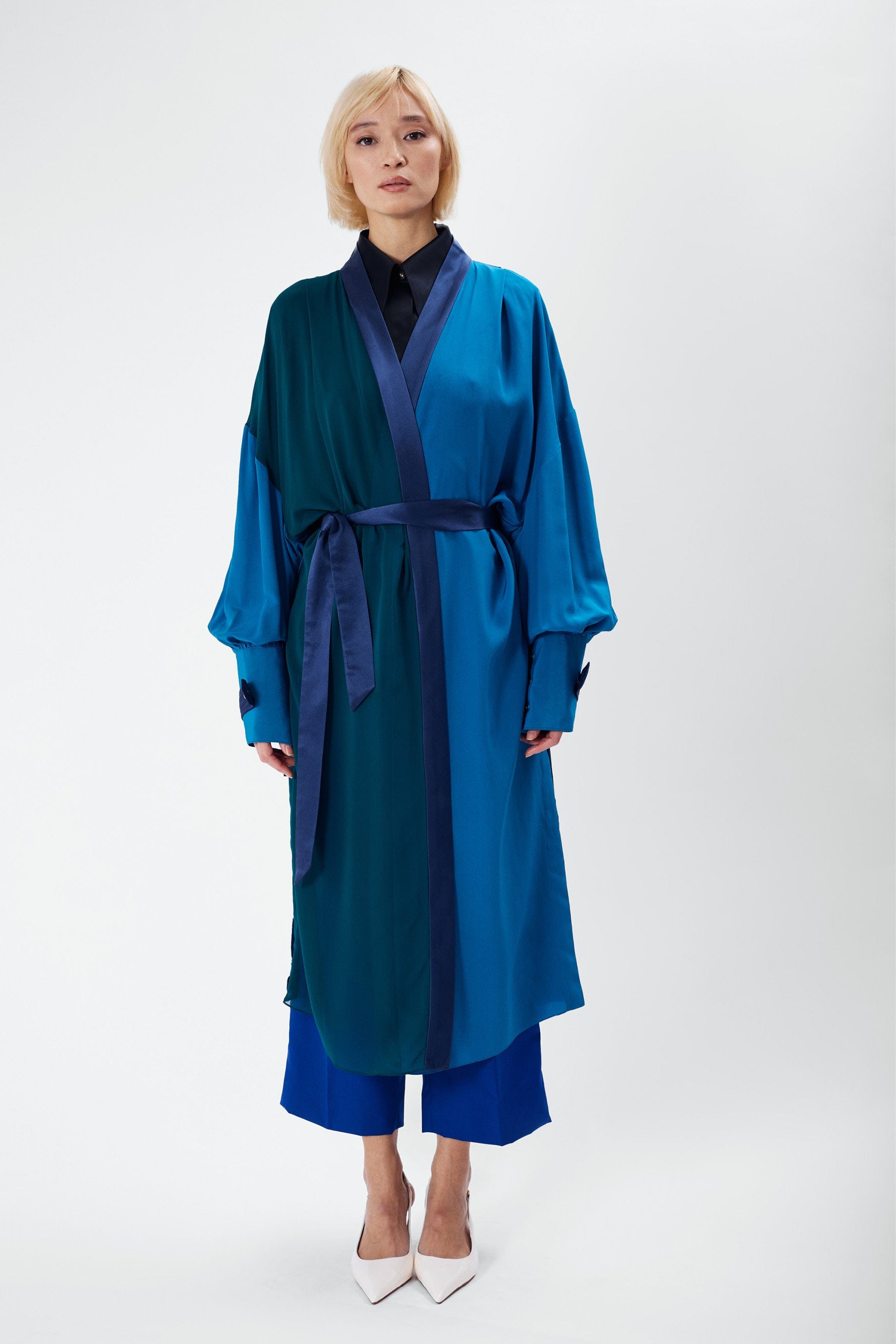 TOUCAN Indian Blue - silk airy dress