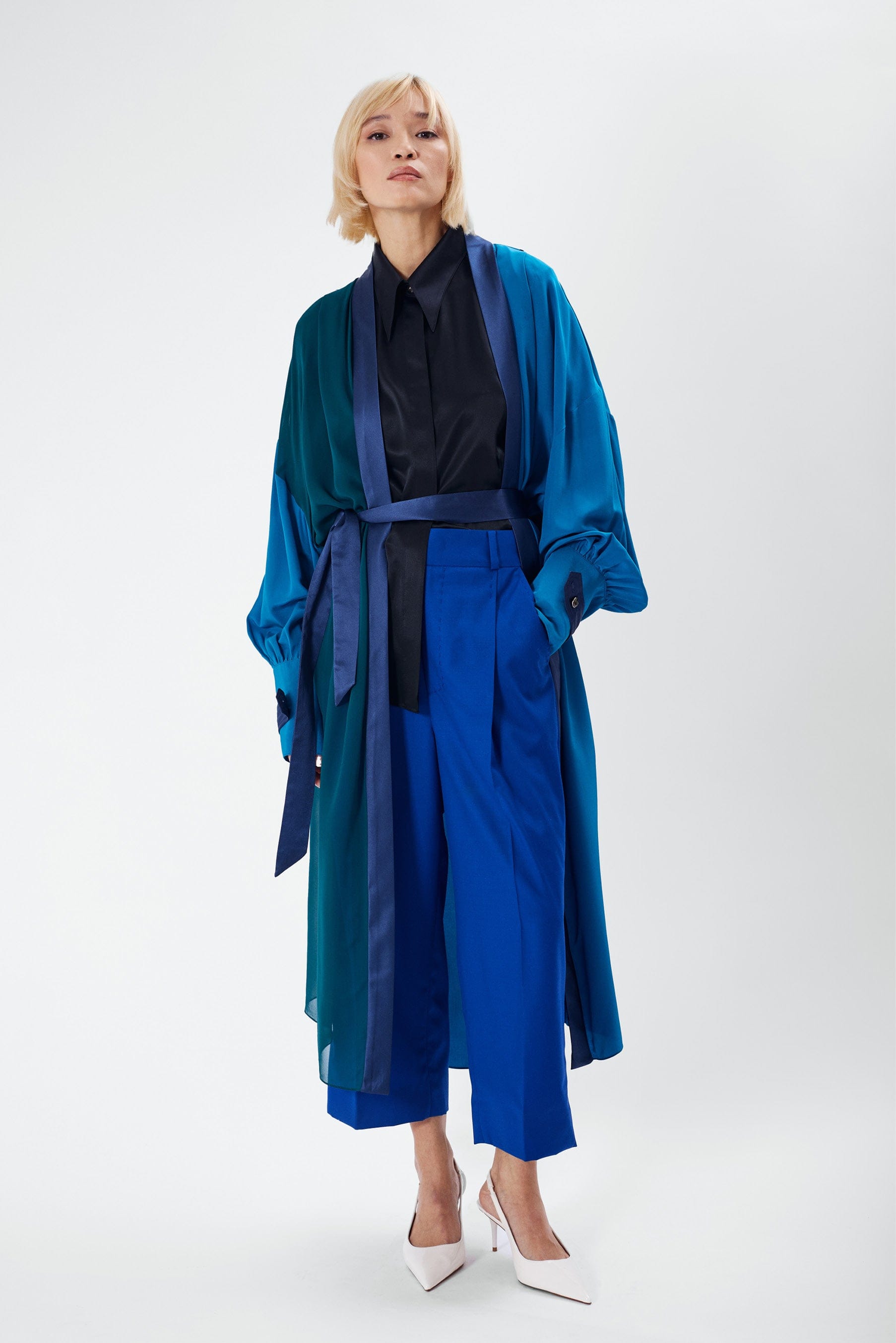 TOUCAN Indian Blue - silk airy dress