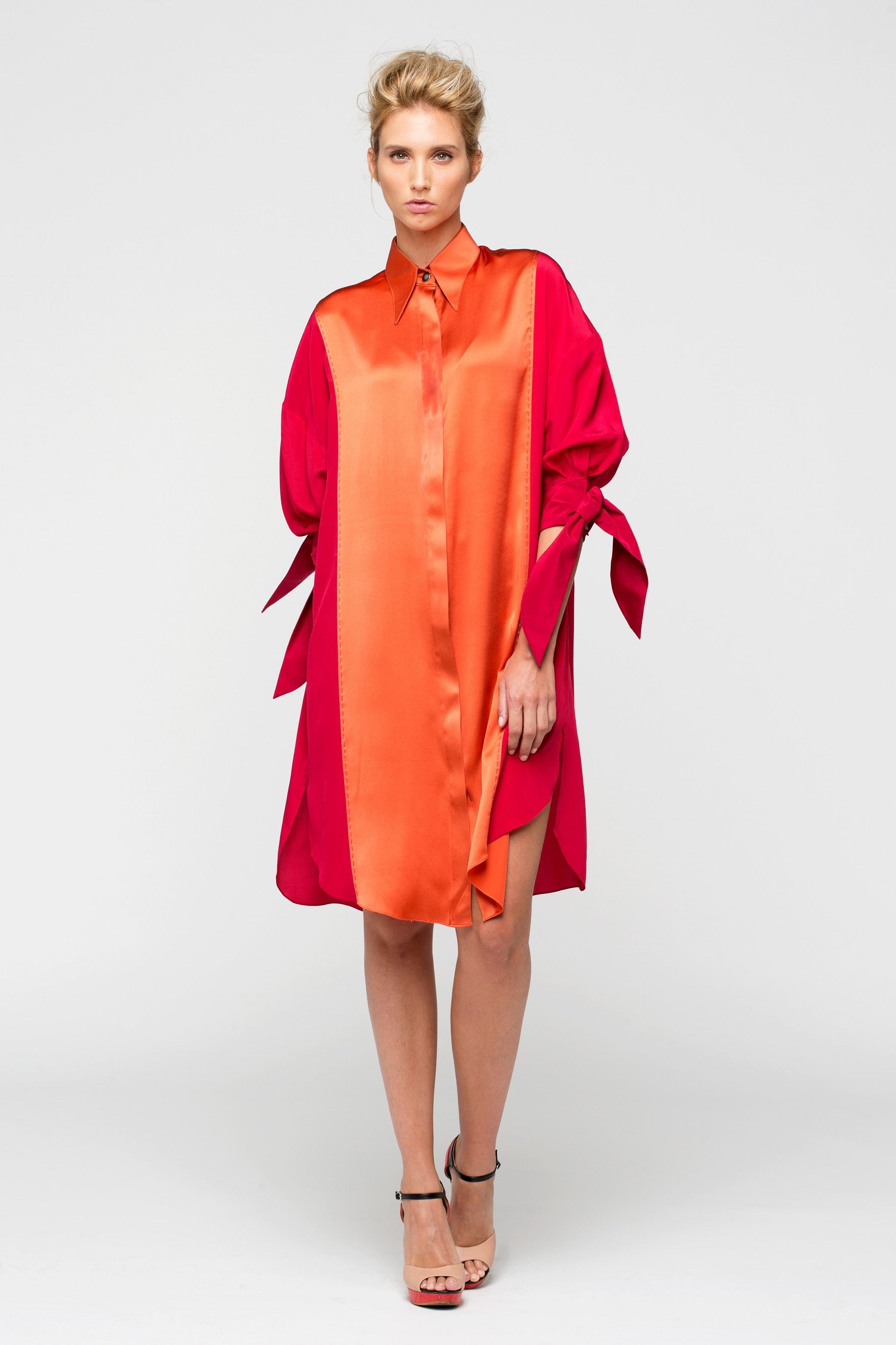 MERIDIAN fuchsia - silk tunic shirt