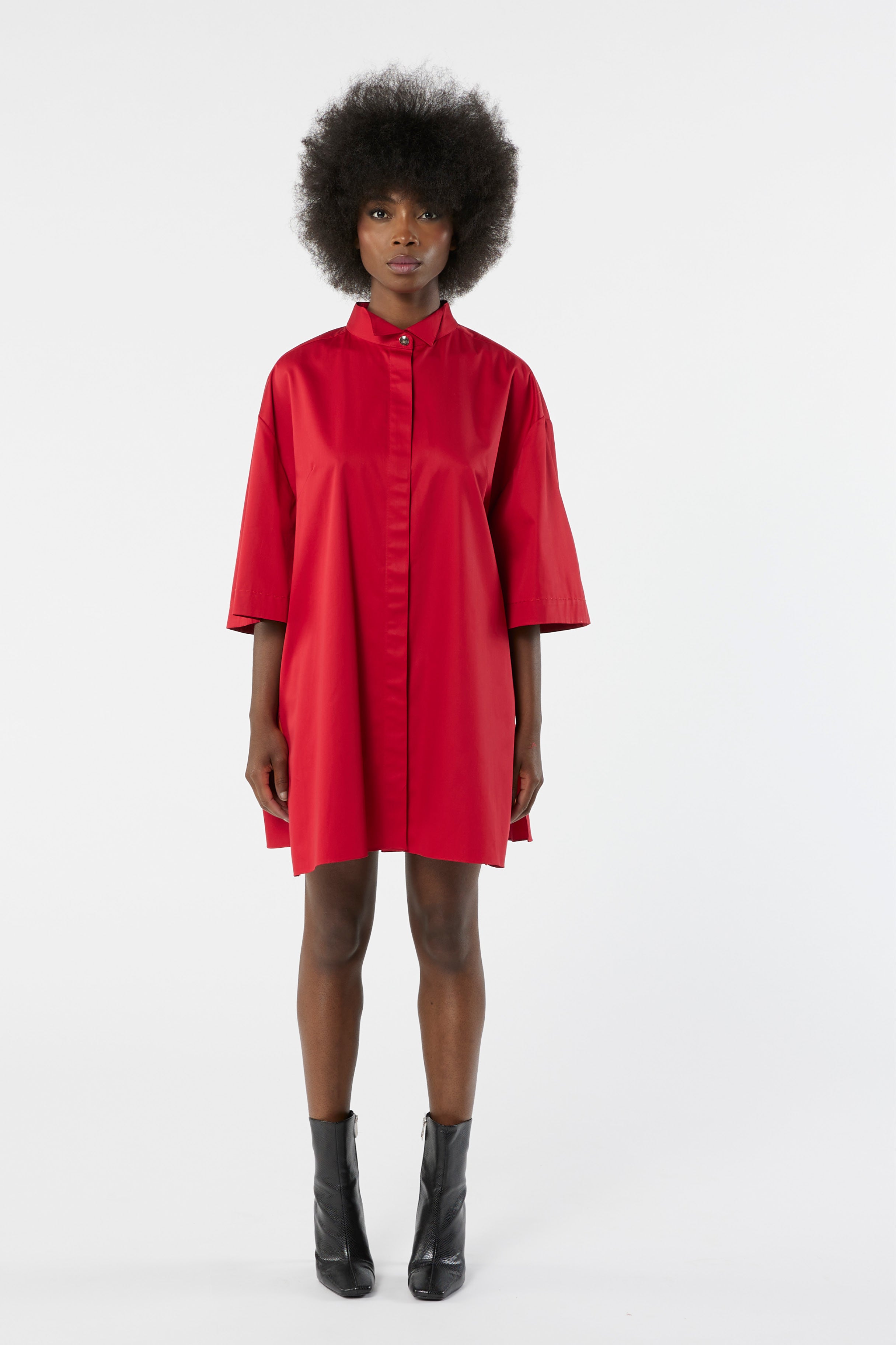 TUXEDO red - cotton oversized shirt dress
