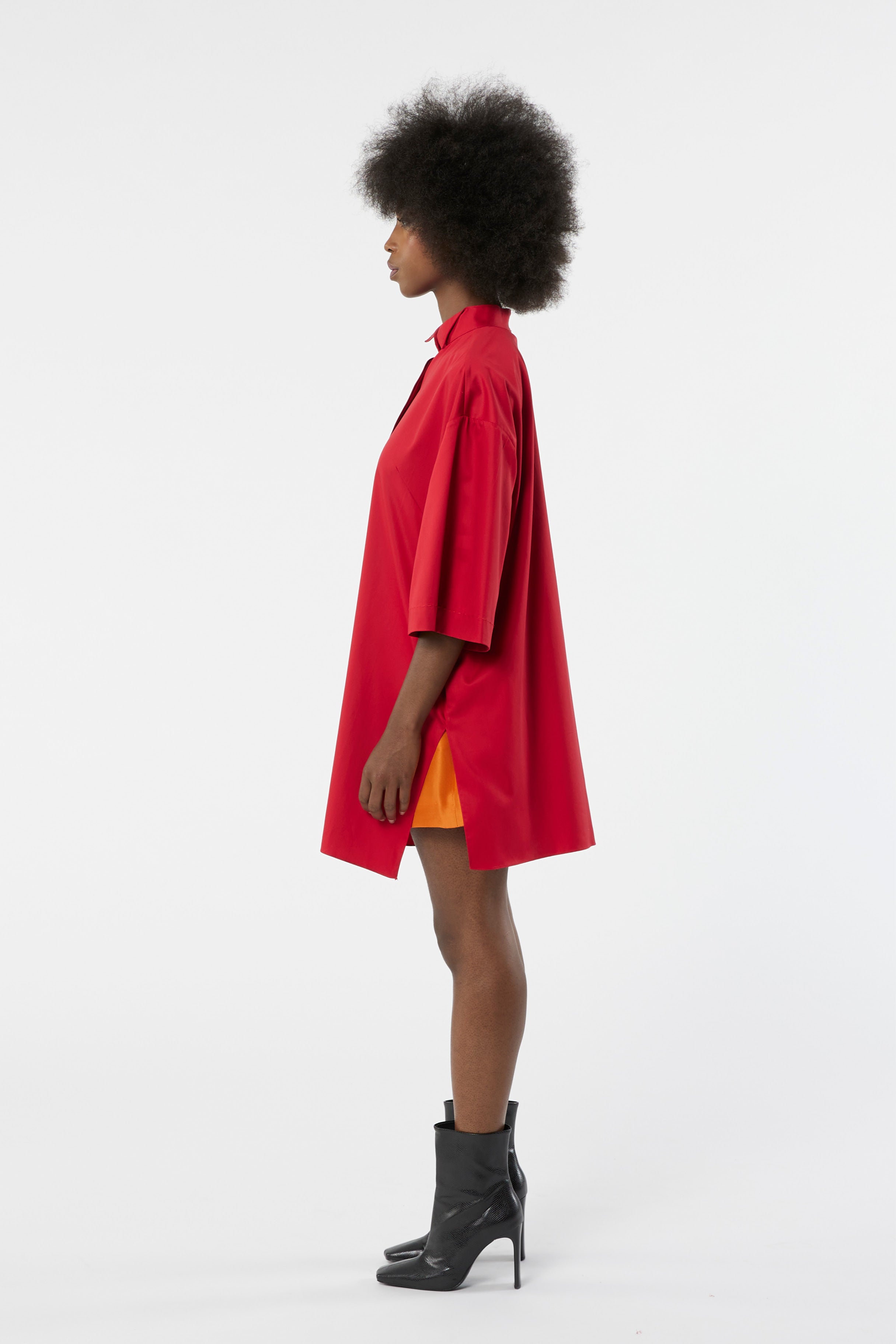 TUXEDO red - cotton oversized shirt dress