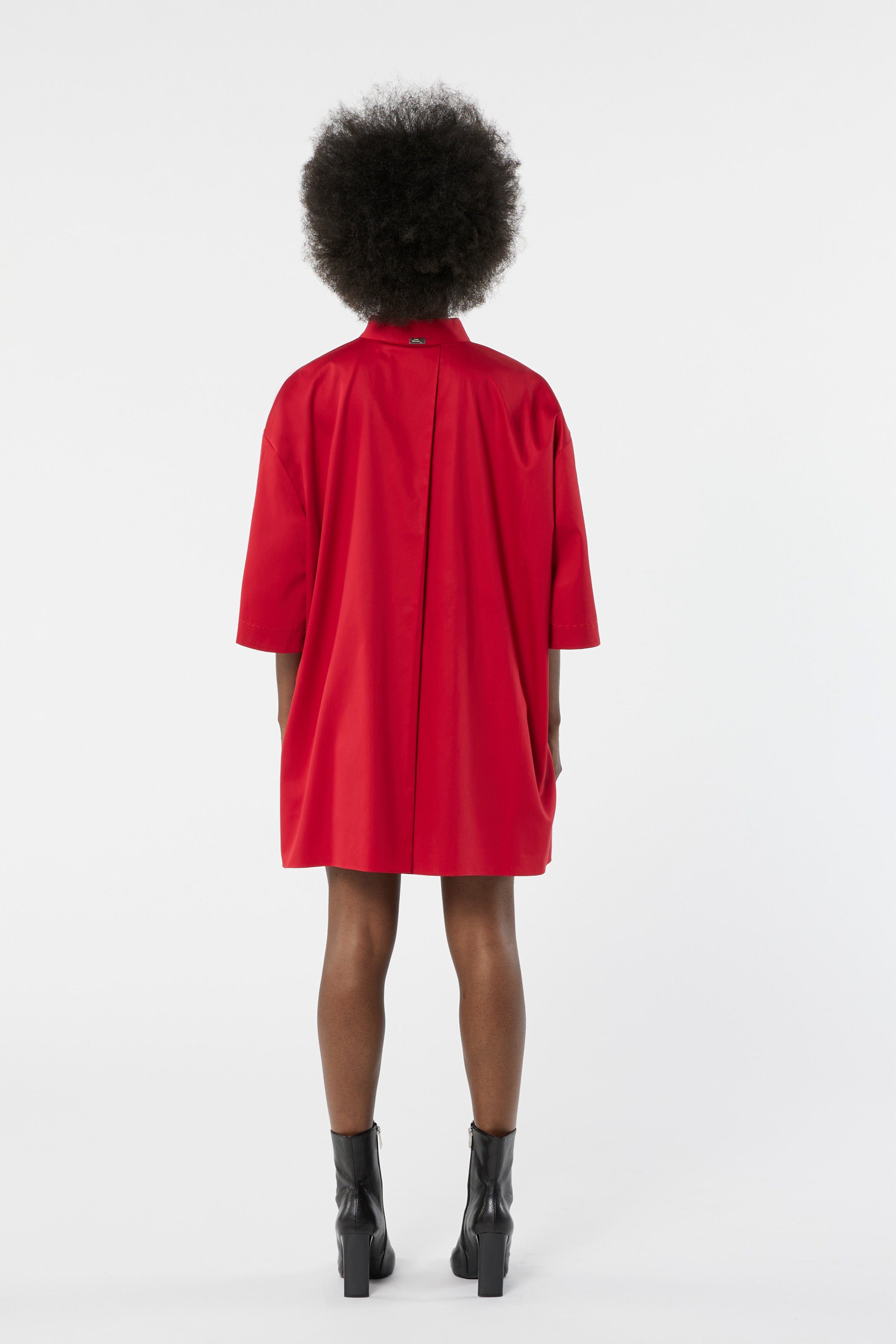 TUXEDO red - cotton oversized shirt dress