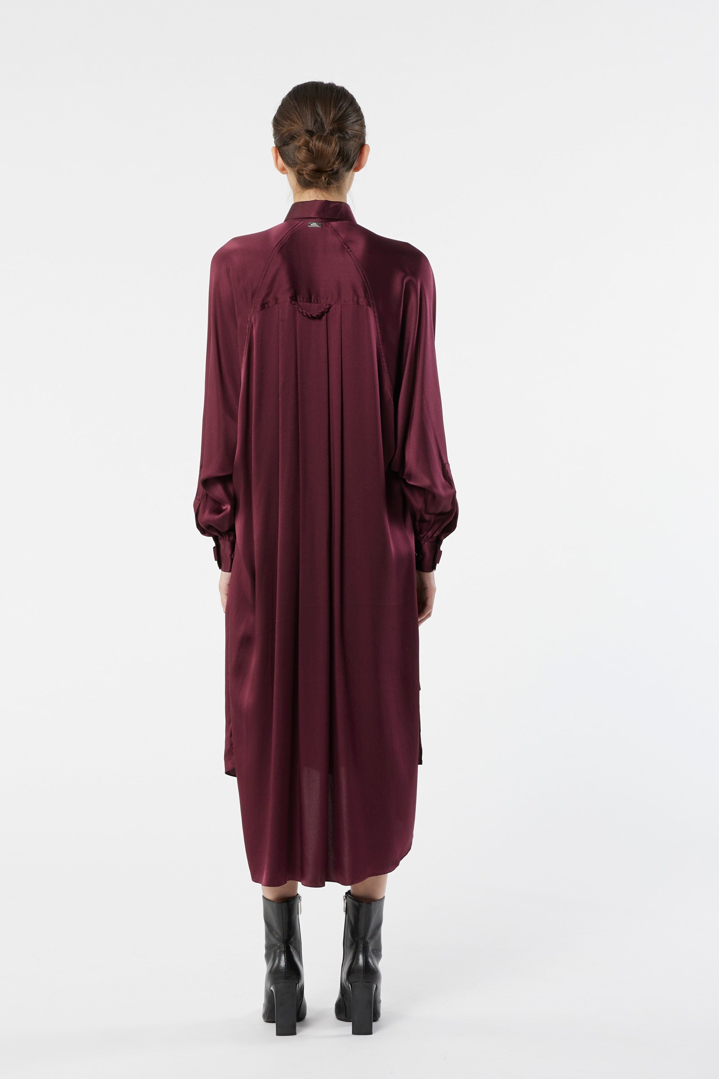 LAND plum - fluid silk shirt dress