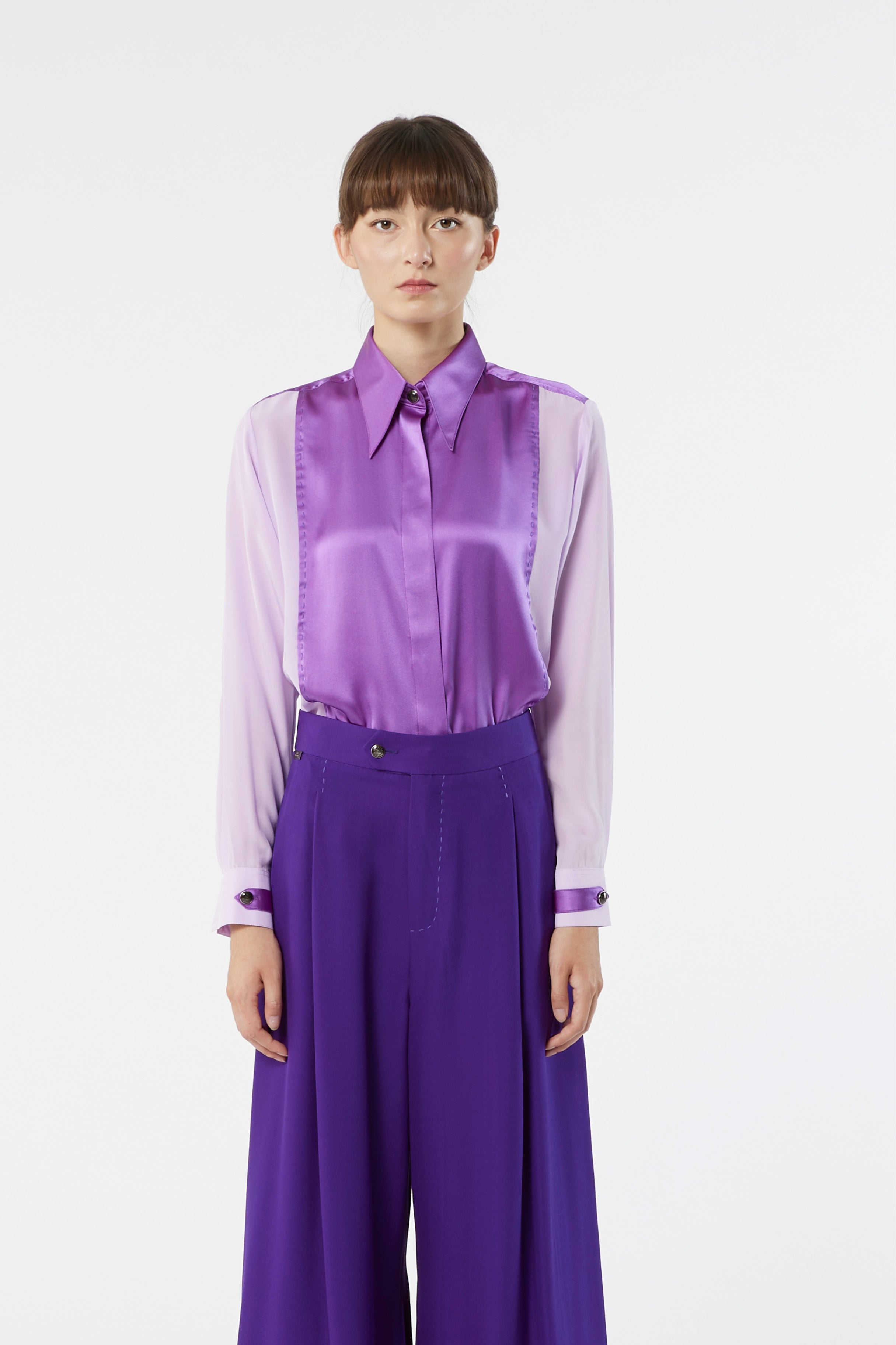 Satin vintage shirt blouse purple lilac lavender Louis vuitton