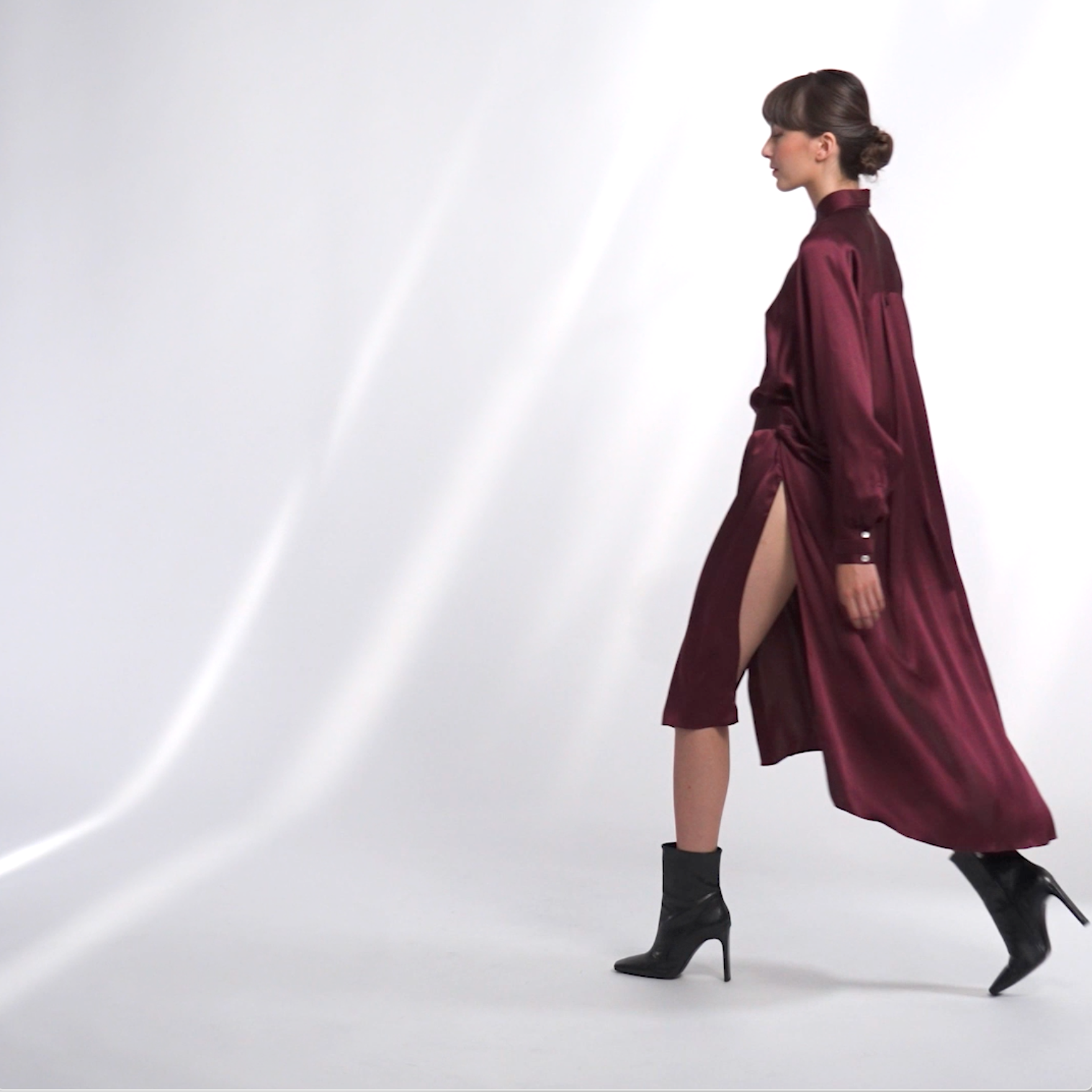 LAND satin silk dress - plum