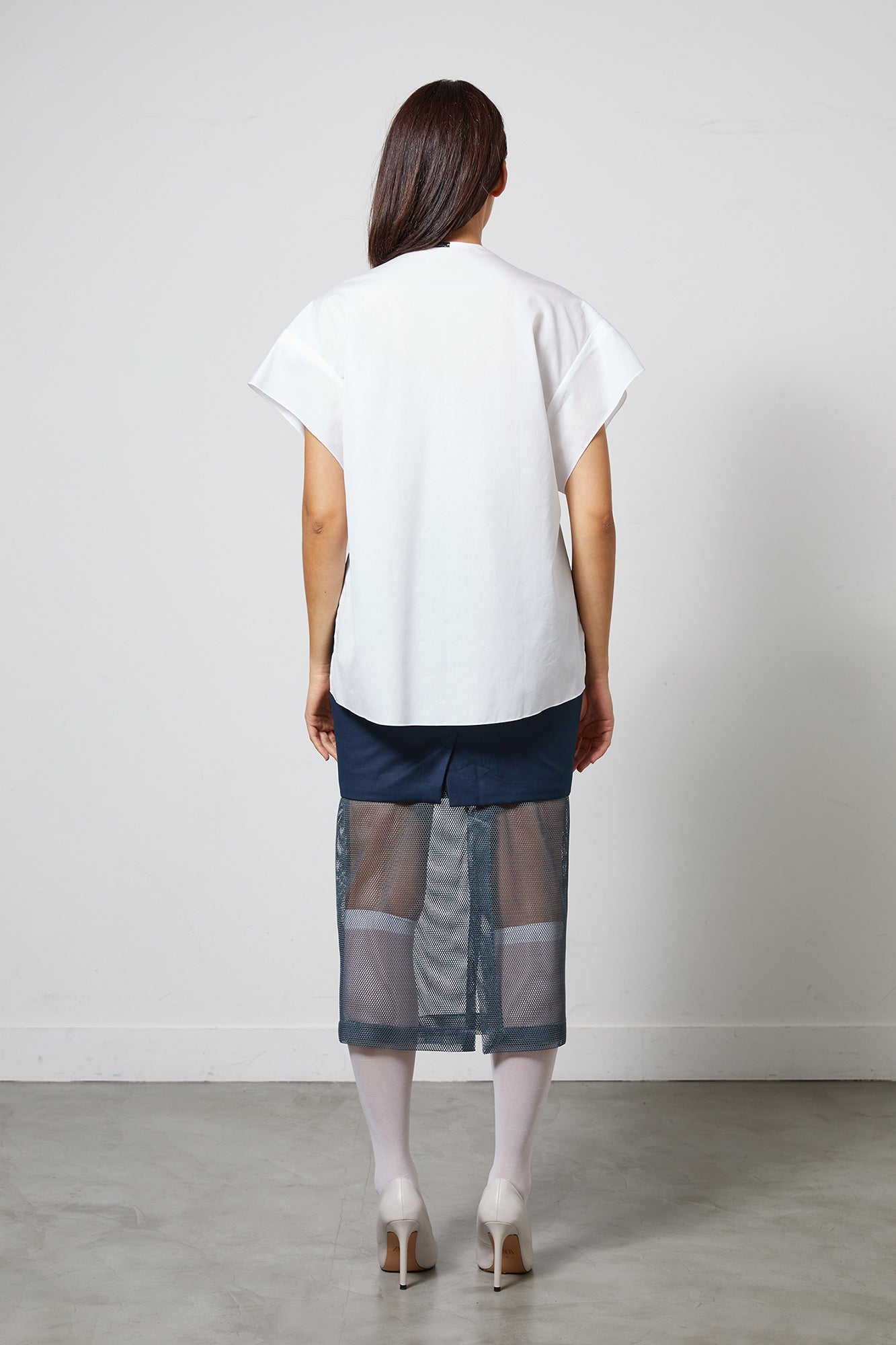 CARMEN blanc - top graphique plissé en soie