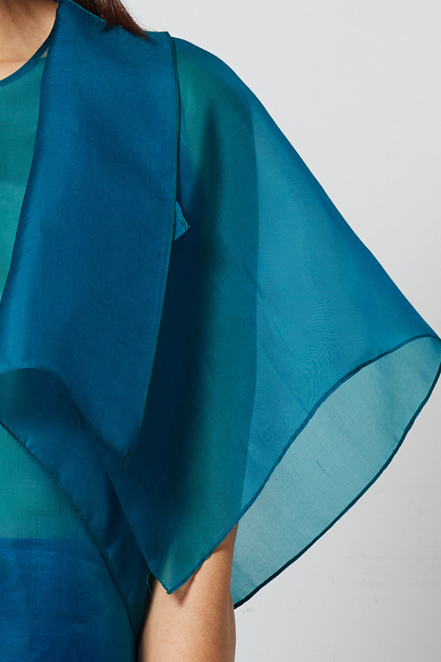 FOLDED jade - top en soie drapé