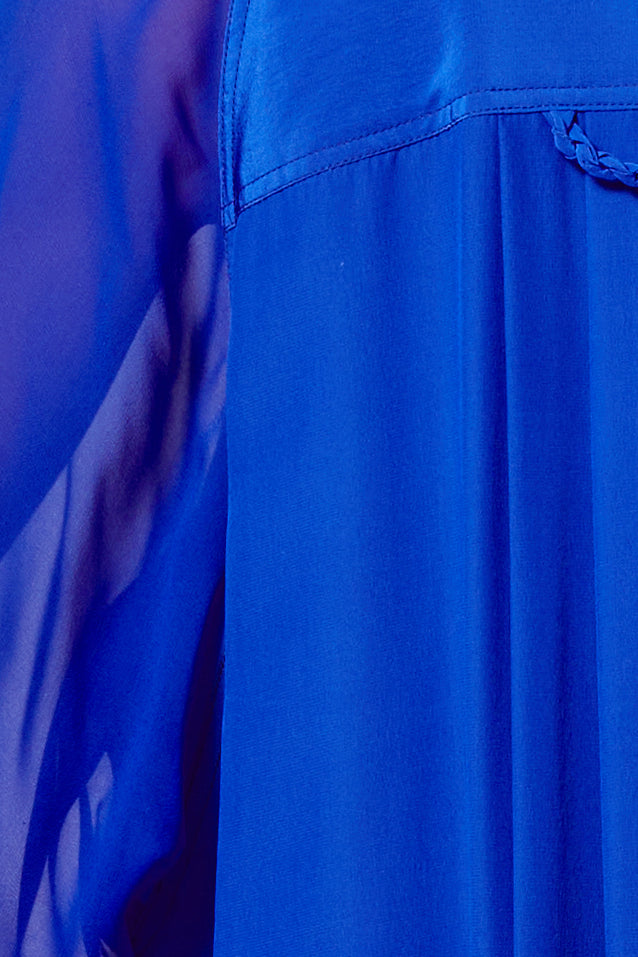 LAND electric blue - fluid silk shirt dress