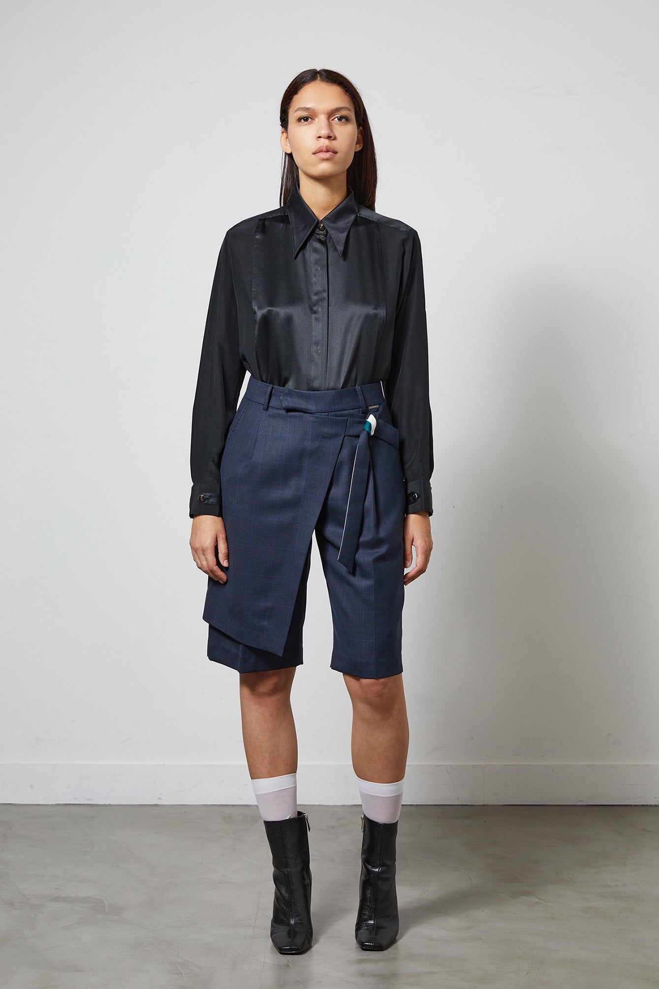 LOCK 블랙 - 실크 셔츠