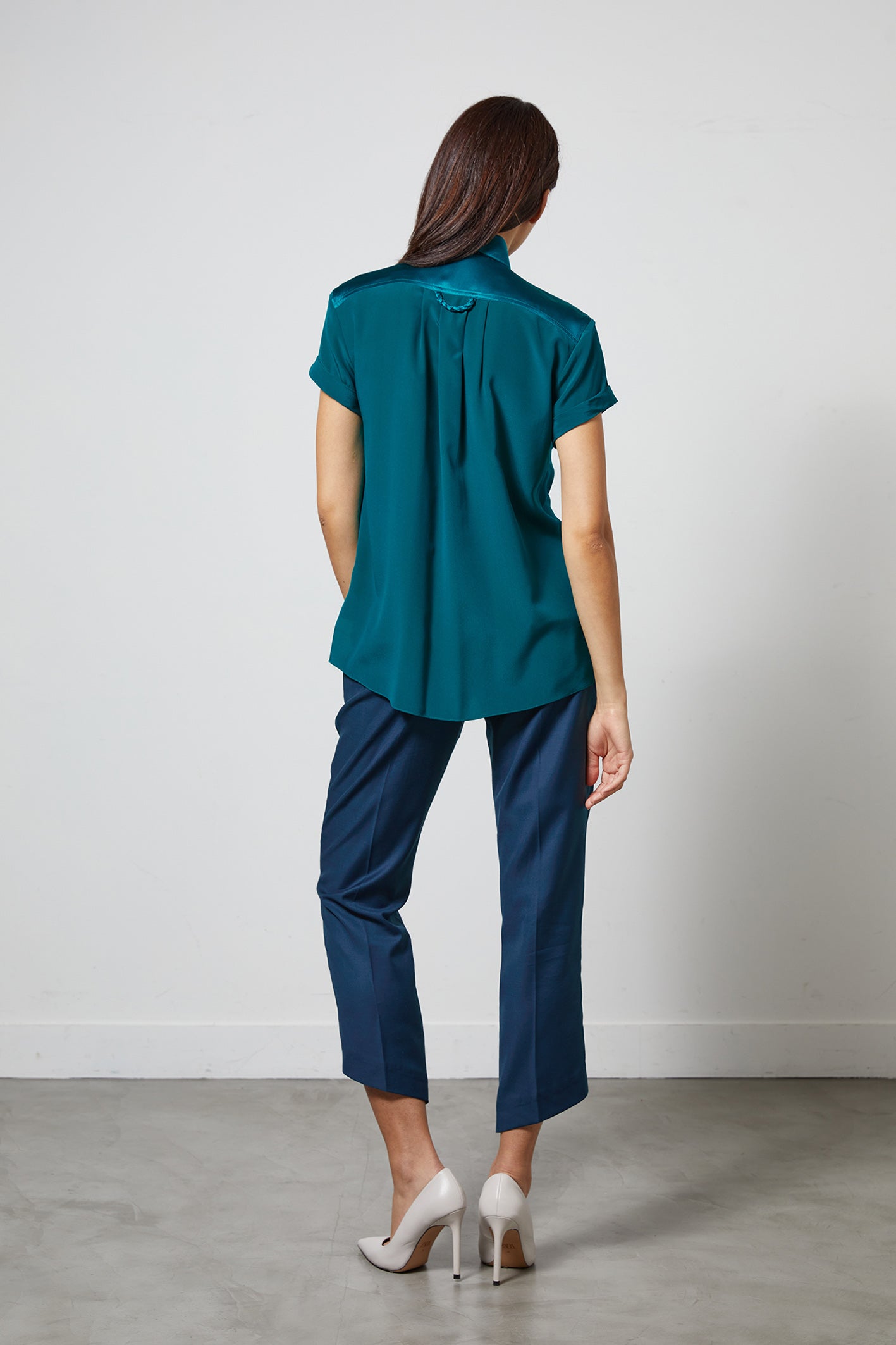 LOCKY jade - silk shirt short sleeves